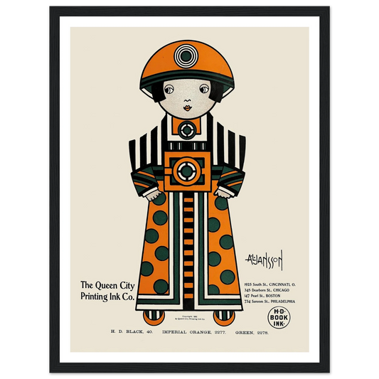 Queen City Ink, Ad. 02 (1890-1913) Art Print | Augustus Jansson - Framed Poster - 30x40 cm / 12x16″ - Black frame