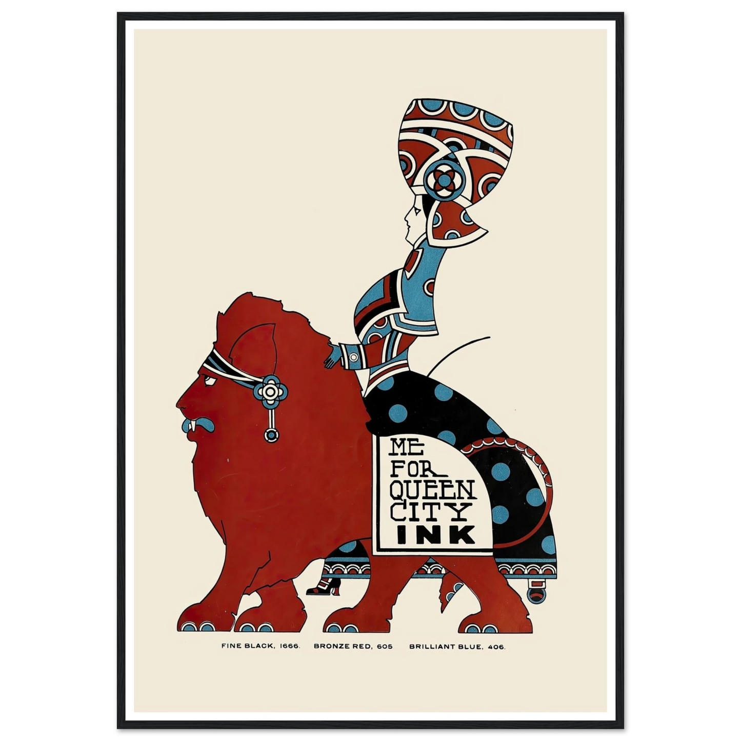 Queen City Ink, Ad. 09 (1890-1913) Art Print | Augustus Jansson - Framed Poster - 30x40 cm / 12x16″ - Black frame