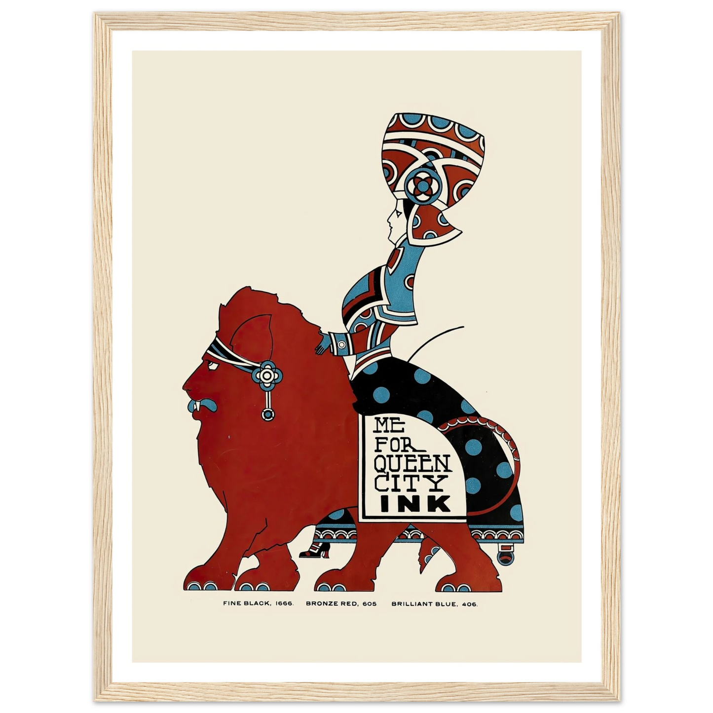 Queen City Ink, Ad. 09 (1890-1913) Art Print | Augustus Jansson - Framed Poster - 30x40 cm / 12x16″ - Black frame