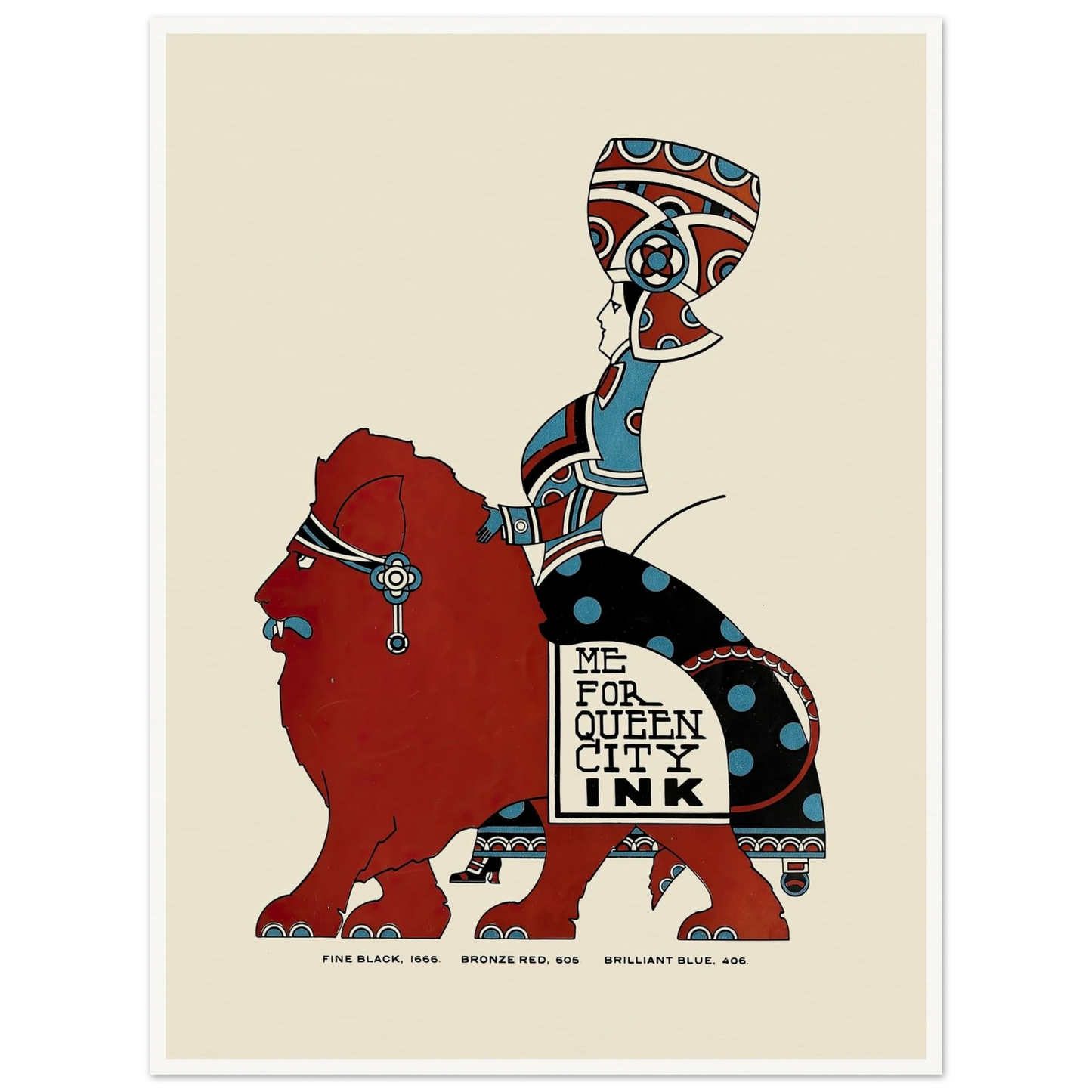 Queen City Ink, Ad. 09 (1890-1913) Art Print | Augustus Jansson - Framed Poster - 30x40 cm / 12x16″ - Black frame