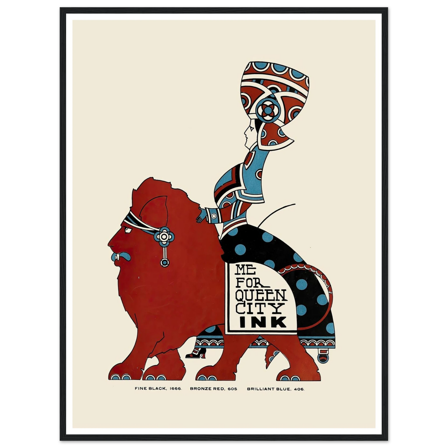 Queen City Ink, Ad. 09 (1890-1913) Art Print | Augustus Jansson - Framed Poster - 30x40 cm / 12x16″ - Black frame