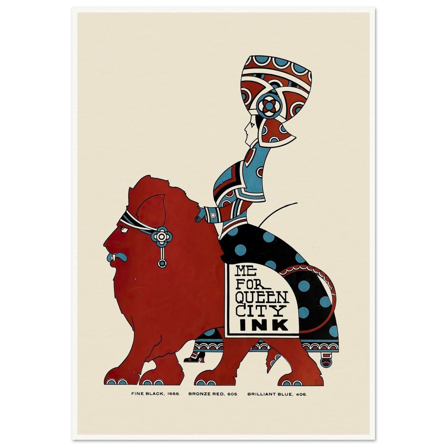 Queen City Ink, Ad. 09 (1890-1913) Art Print | Augustus Jansson - Framed Poster - 30x40 cm / 12x16″ - Black frame