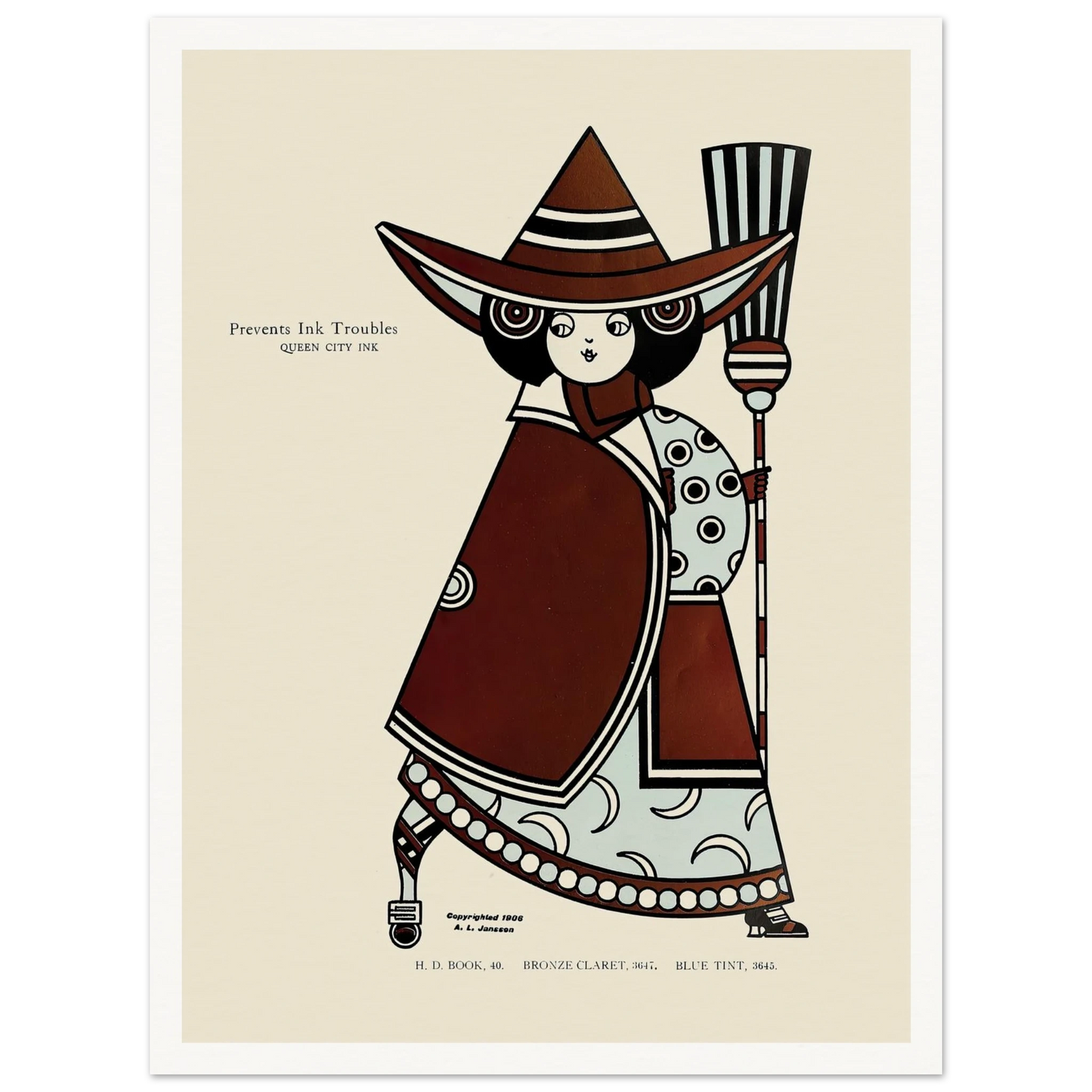 Queen City Ink, Ad. 13 (1890-1913) Art Print | Augustus Jansson - Framed Poster - 30x40 cm / 12x16″ - Black frame