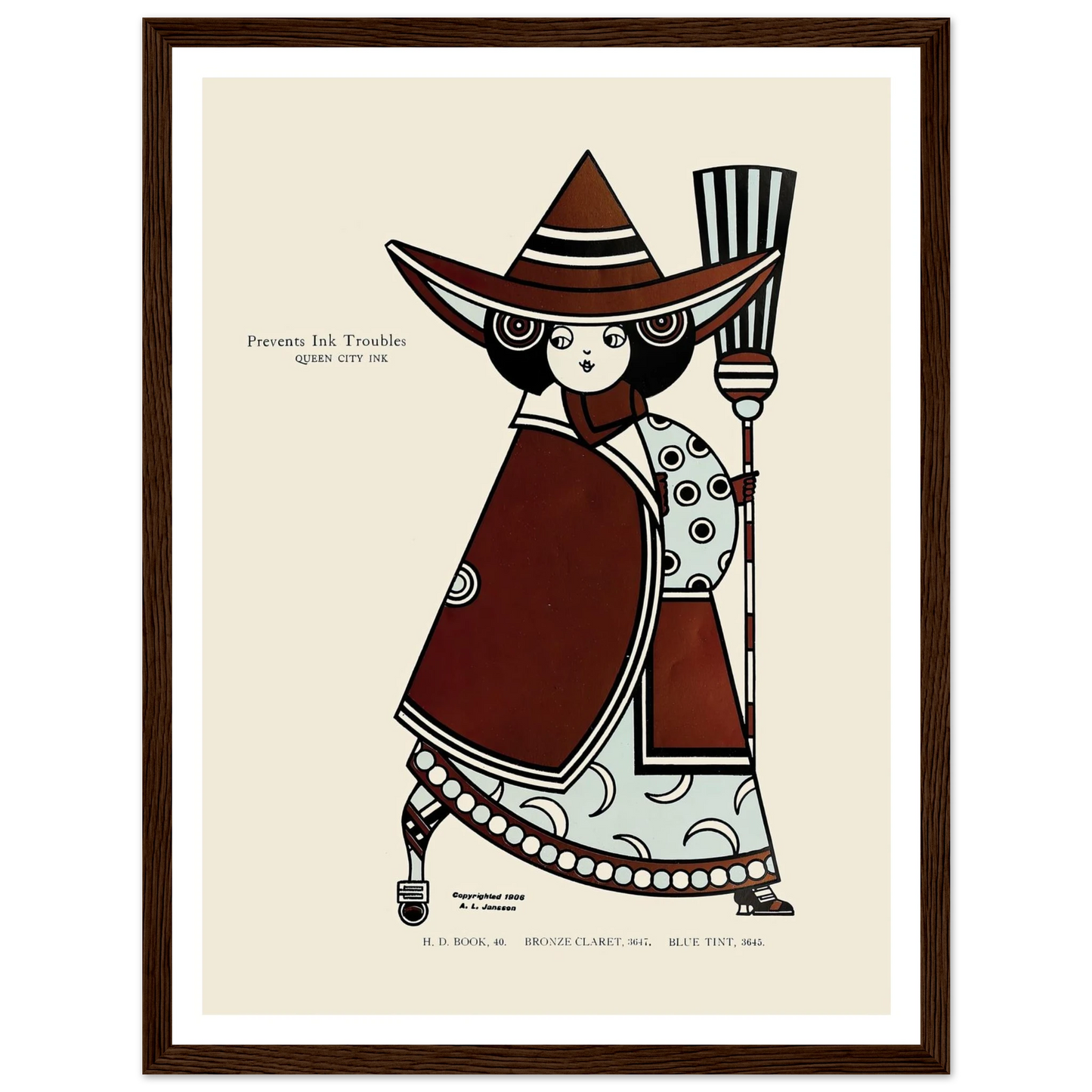 Queen City Ink, Ad. 13 (1890-1913) Art Print | Augustus Jansson - Framed Poster - 30x40 cm / 12x16″ - Black frame