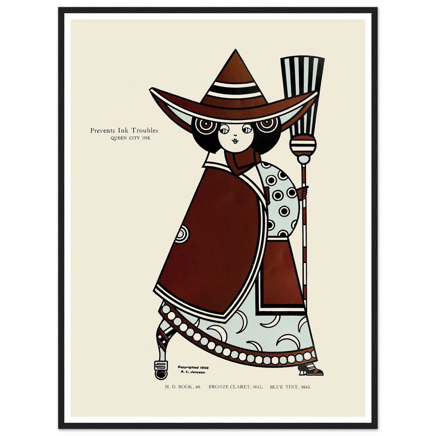 Queen City Ink, Ad. 13 (1890-1913) Art Print | Augustus Jansson - Framed Poster - 30x40 cm / 12x16″ - Black frame