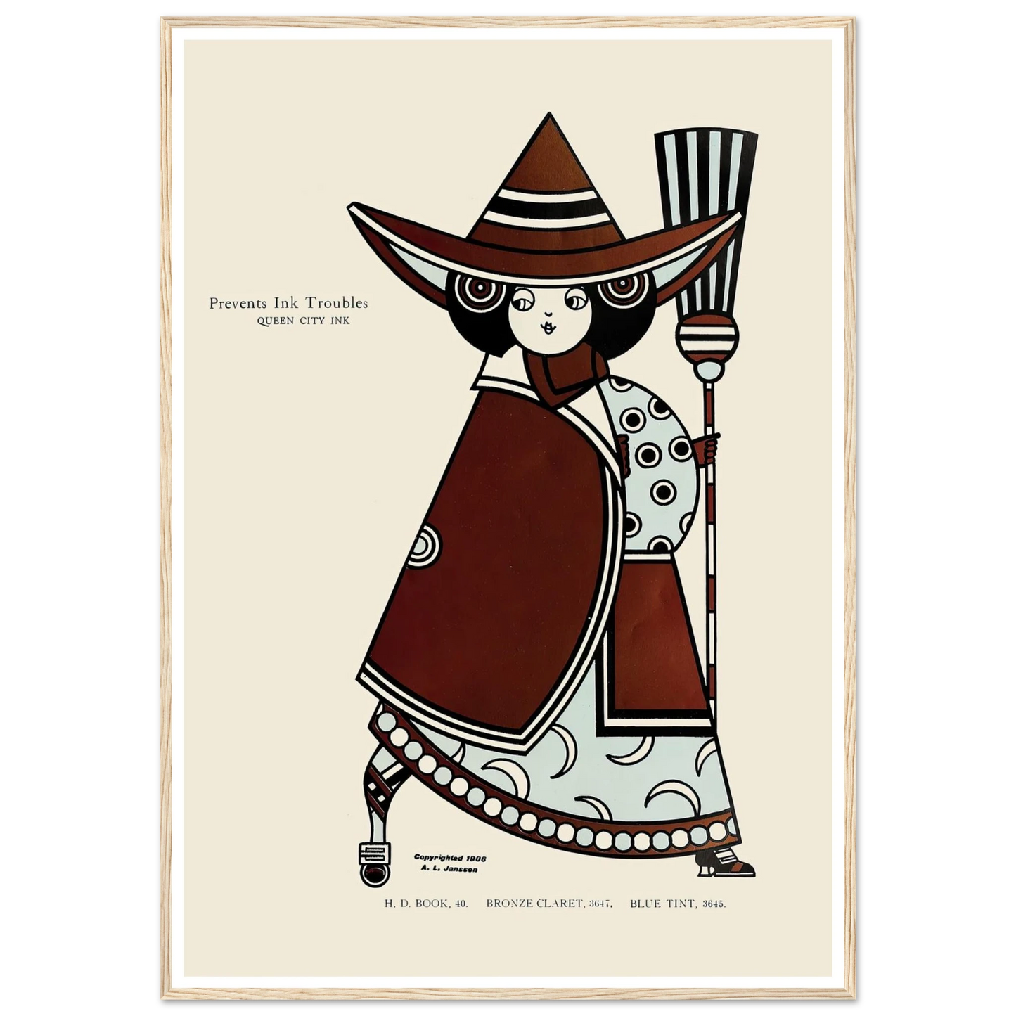 Queen City Ink, Ad. 13 (1890-1913) Art Print | Augustus Jansson - Framed Poster - 30x40 cm / 12x16″ - Black frame