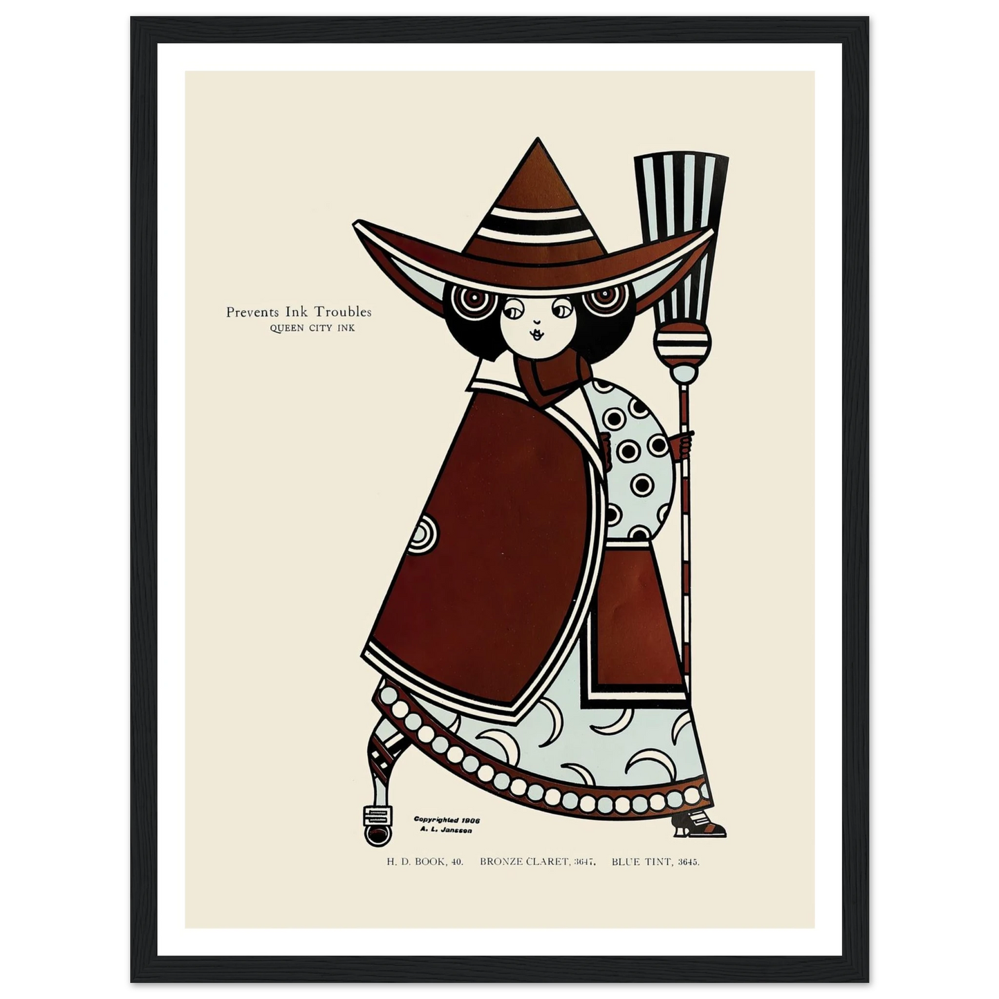 Queen City Ink, Ad. 13 (1890-1913) Art Print | Augustus Jansson - Framed Poster - 30x40 cm / 12x16″ - Black frame