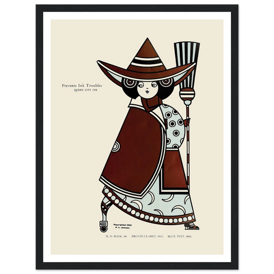 Queen City Ink, Ad. 13 (1890-1913) Art Print | Augustus Jansson - Framed Poster - 30x40 cm / 12x16″ - Black frame