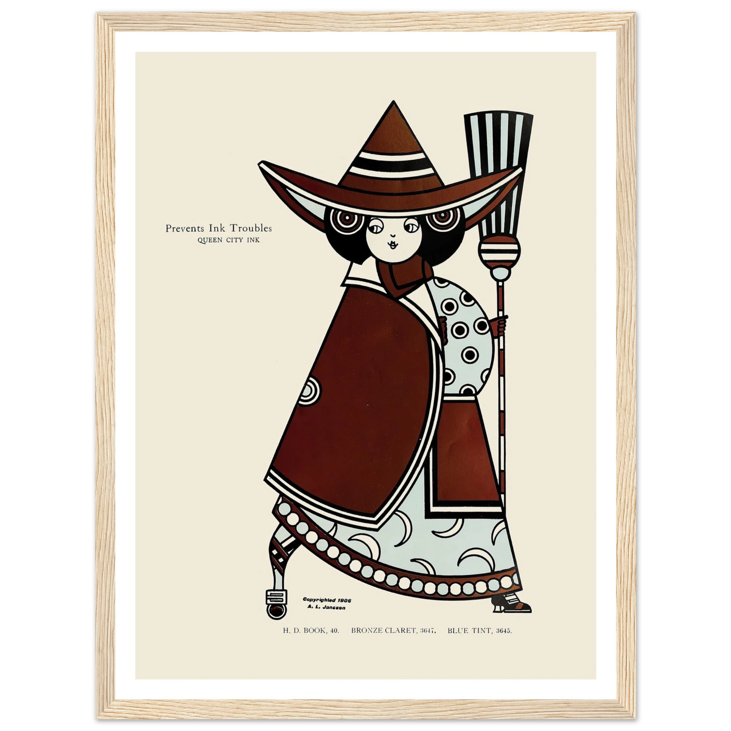 Queen City Ink, Ad. 13 (1890-1913) Art Print | Augustus Jansson - Framed Poster - 30x40 cm / 12x16″ - Black frame