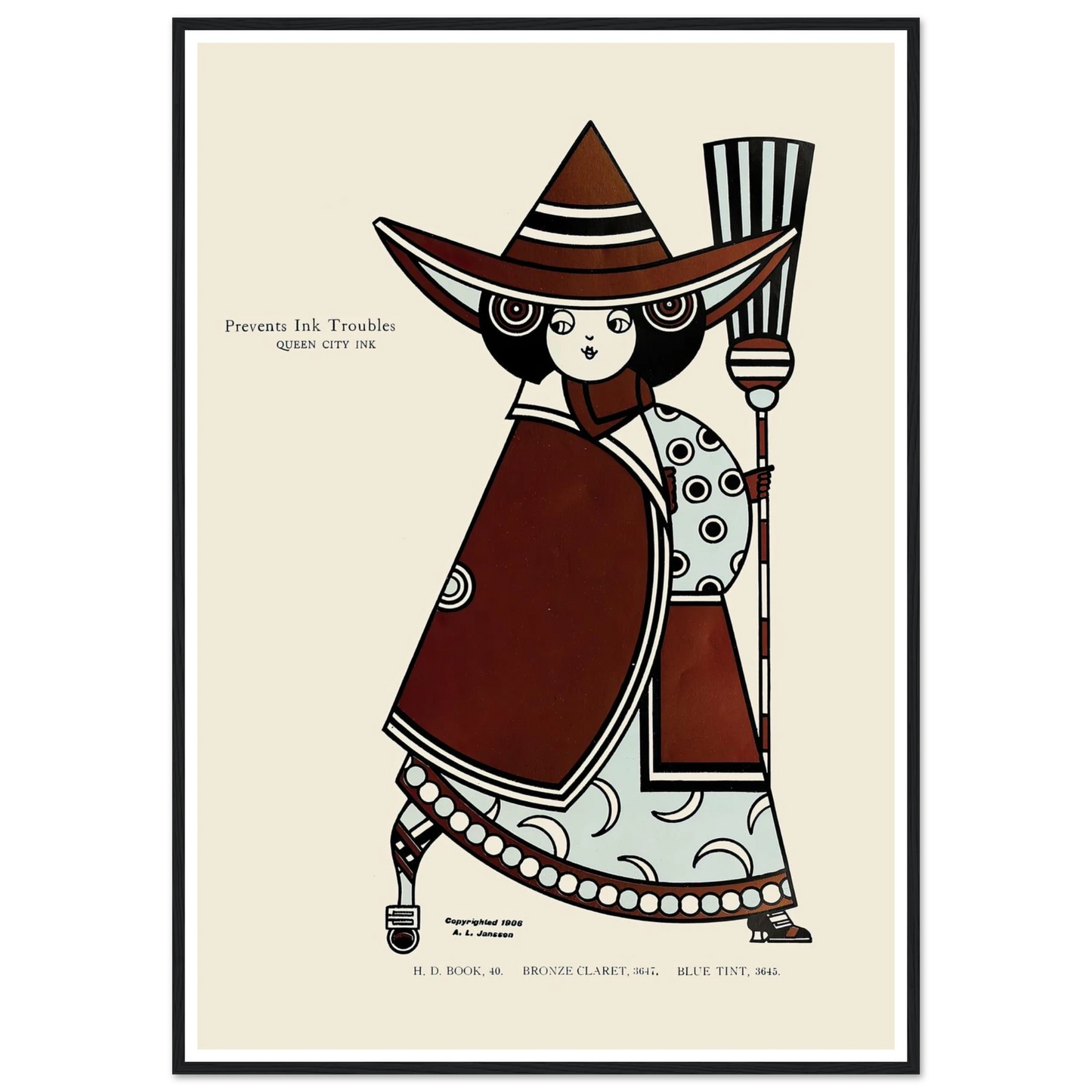 Queen City Ink, Ad. 13 (1890-1913) Art Print | Augustus Jansson - Framed Poster - 30x40 cm / 12x16″ - Black frame