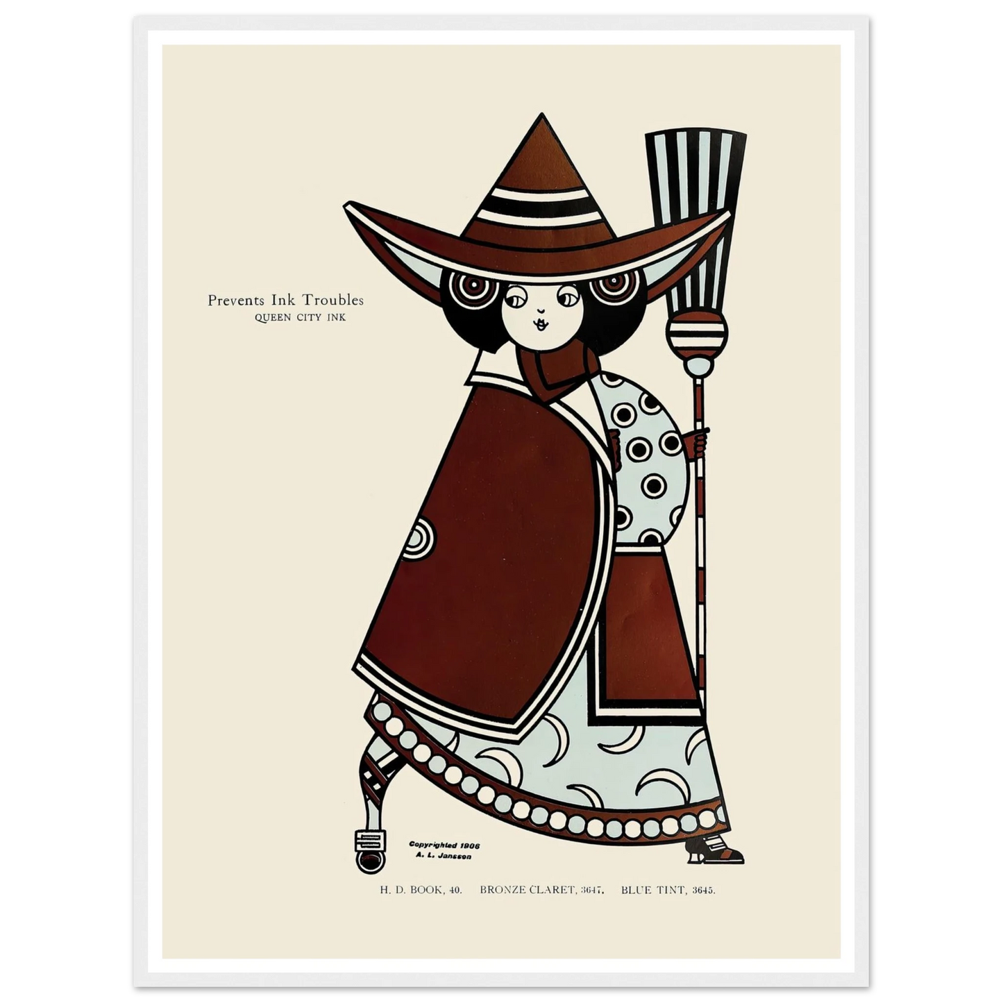 Queen City Ink, Ad. 13 (1890-1913) Art Print | Augustus Jansson - Framed Poster - 30x40 cm / 12x16″ - Black frame