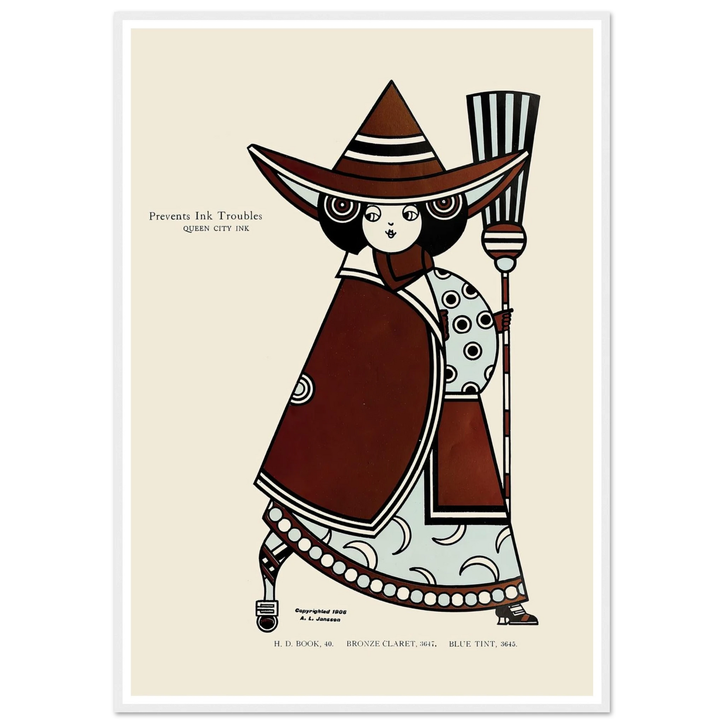 Queen City Ink, Ad. 13 (1890-1913) Art Print | Augustus Jansson - Framed Poster - 30x40 cm / 12x16″ - Black frame