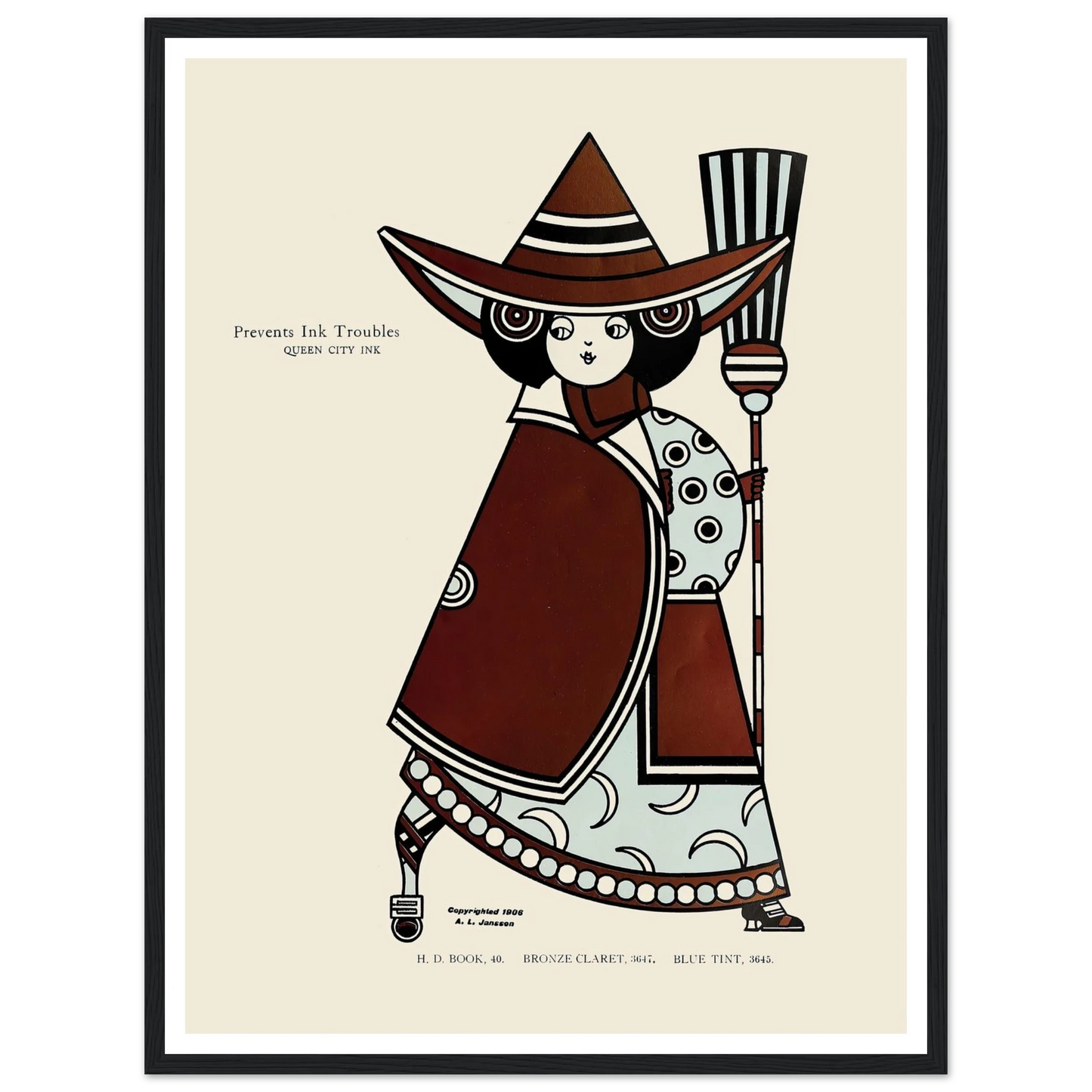 Queen City Ink, Ad. 13 (1890-1913) Art Print | Augustus Jansson - Framed Poster - 30x40 cm / 12x16″ - Black frame