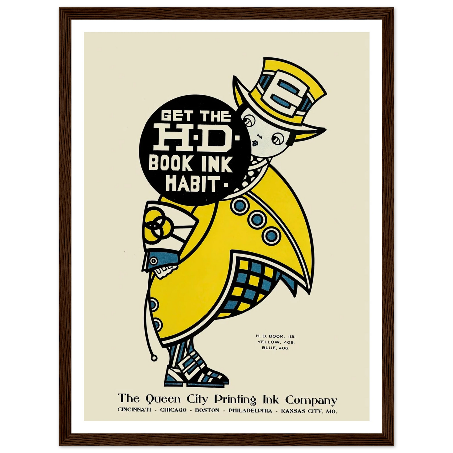 Queen City Ink, Ad. 14 (1890-1913) Art Print | Augustus Jansson - Framed Poster - 30x40 cm / 12x16″ - Black frame