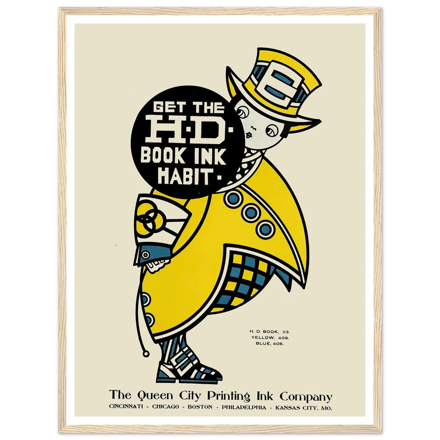 Queen City Ink, Ad. 14 (1890-1913) Art Print | Augustus Jansson - Framed Poster - 30x40 cm / 12x16″ - Black frame