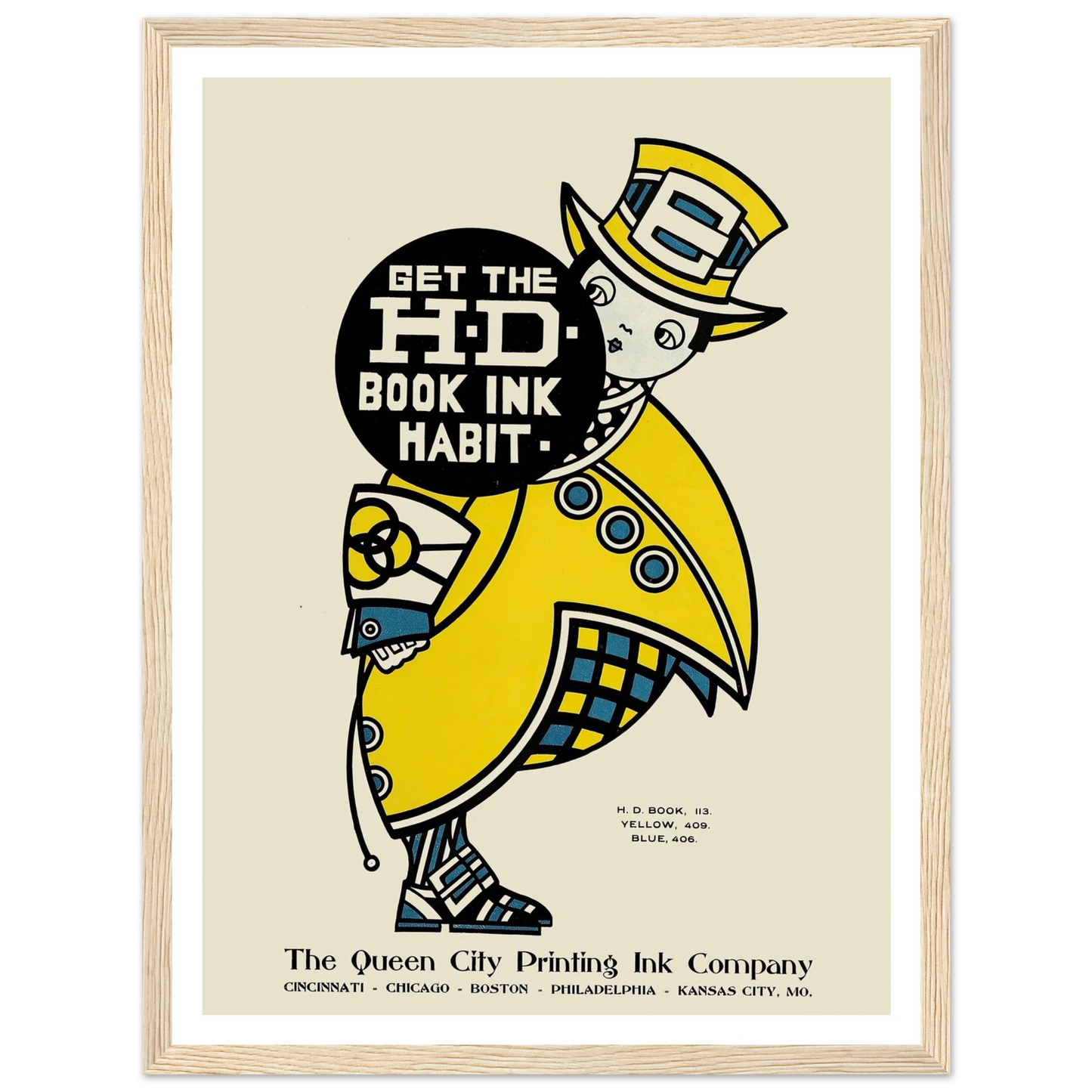 Queen City Ink, Ad. 14 (1890-1913) Art Print | Augustus Jansson - Framed Poster - 30x40 cm / 12x16″ - Black frame