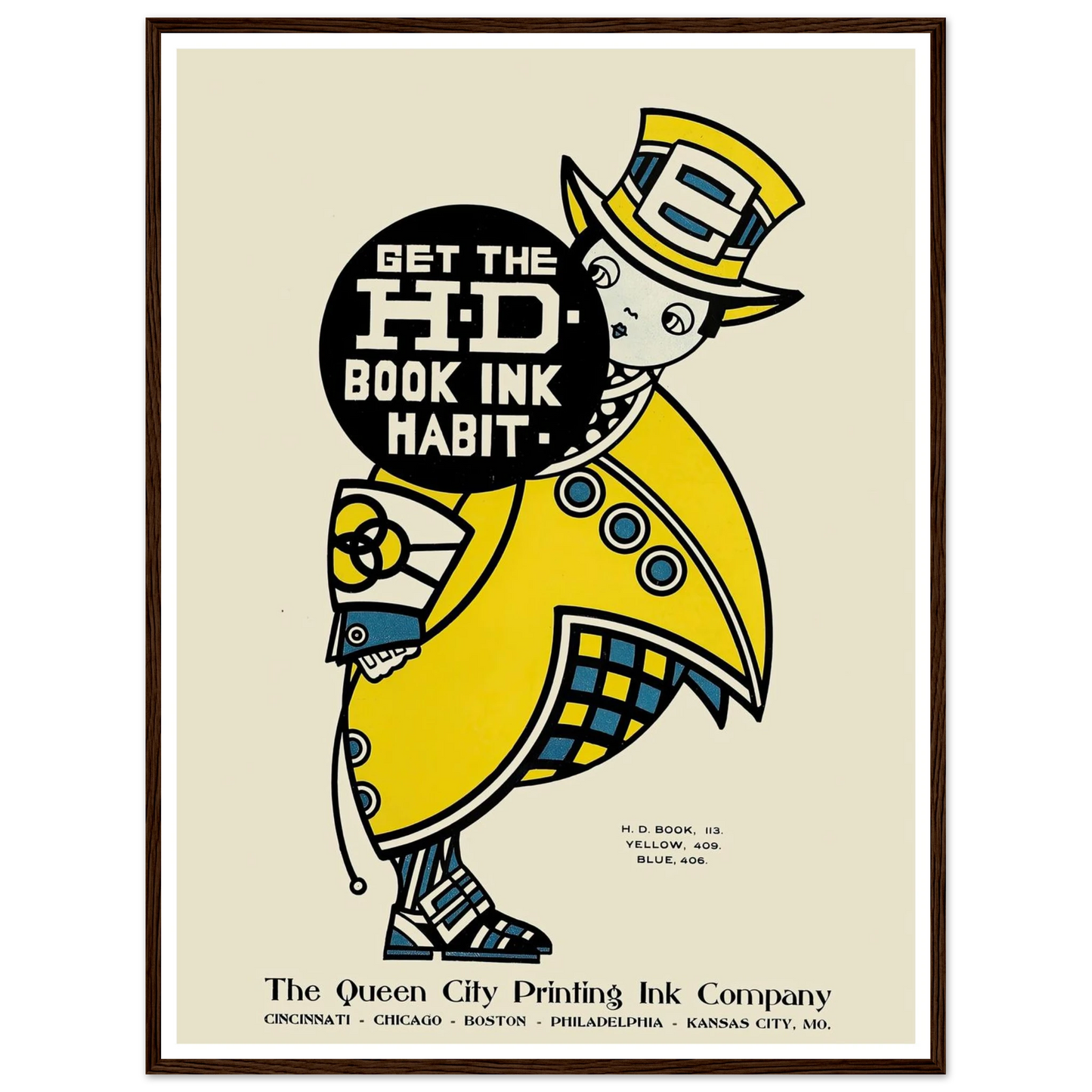 Queen City Ink, Ad. 14 (1890-1913) Art Print | Augustus Jansson - Framed Poster - 30x40 cm / 12x16″ - Black frame