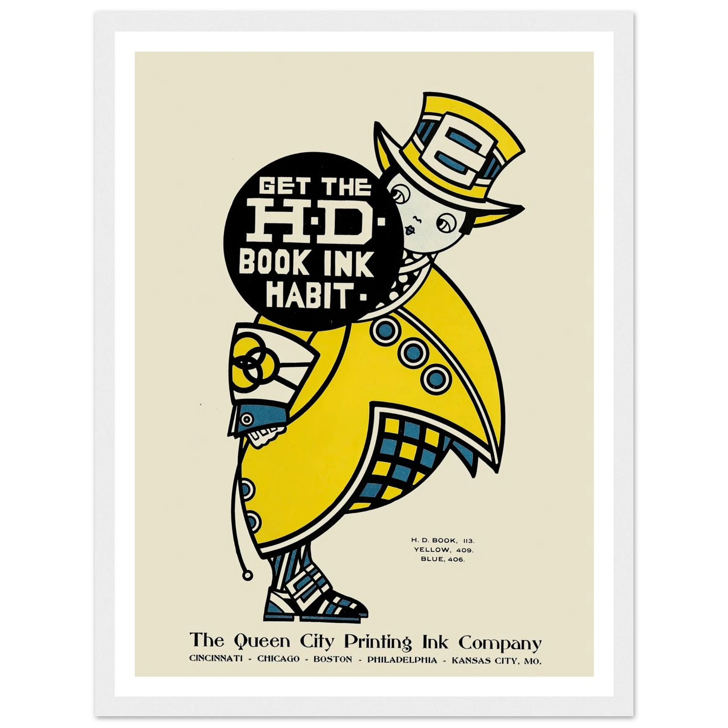 Queen City Ink, Ad. 14 (1890-1913) Art Print | Augustus Jansson - Framed Poster - 30x40 cm / 12x16″ - Black frame