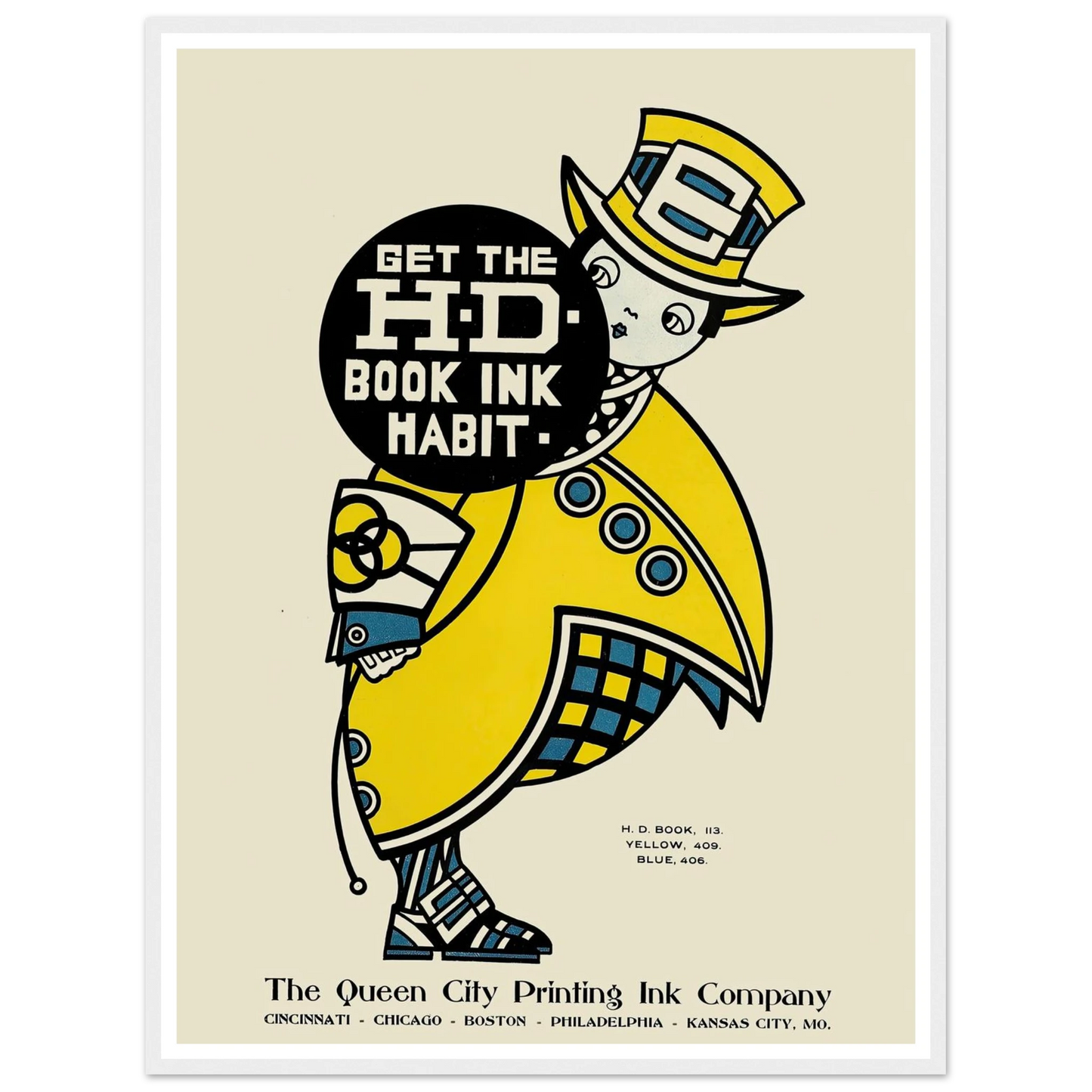 Queen City Ink, Ad. 14 (1890-1913) Art Print | Augustus Jansson - Framed Poster - 30x40 cm / 12x16″ - Black frame