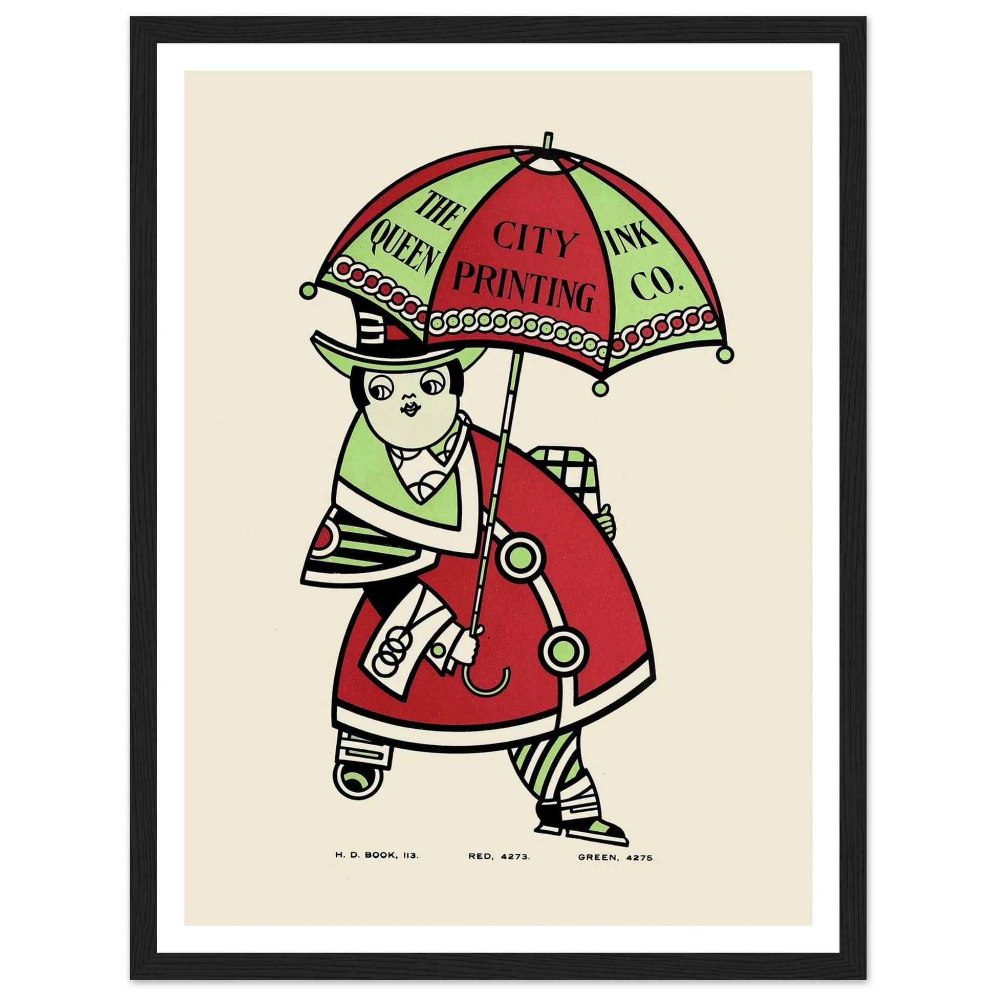 Queen City Ink, Ad. 16 (1890-1913) Art Print | Augustus Jansson - Framed Poster - 30x40 cm / 12x16″ - Black frame