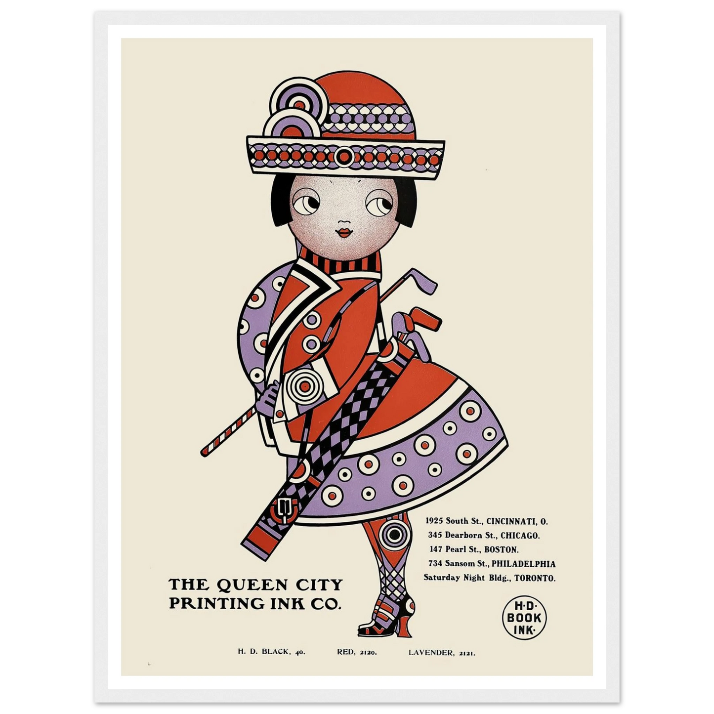 Queen City Ink, Ad. 18 (1890-1913) Art Print | Augustus Jansson - Framed Poster - 30x40 cm / 12x16″ - Black frame