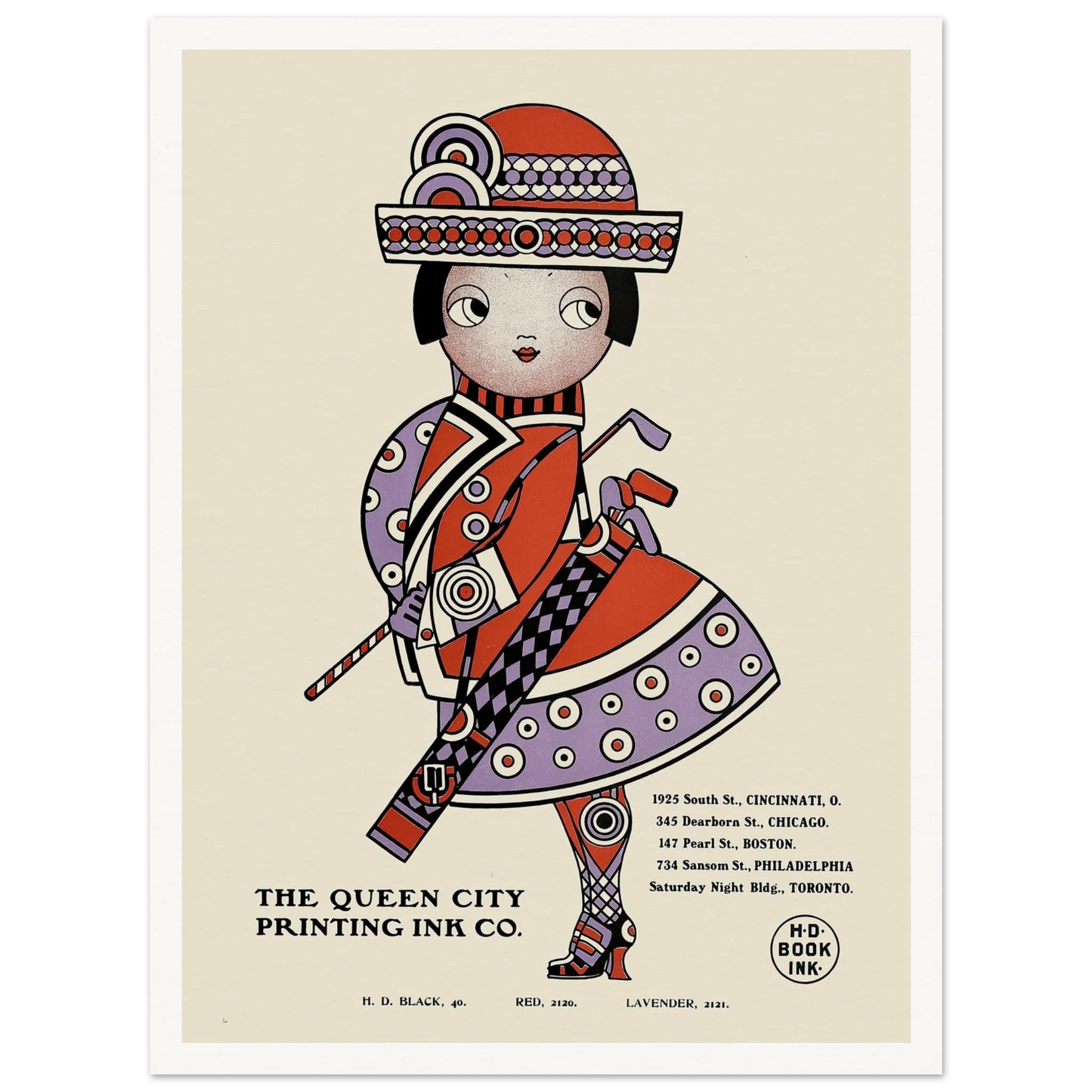 Queen City Ink, Ad. 18 (1890-1913) Art Print | Augustus Jansson - Framed Poster - 30x40 cm / 12x16″ - Black frame