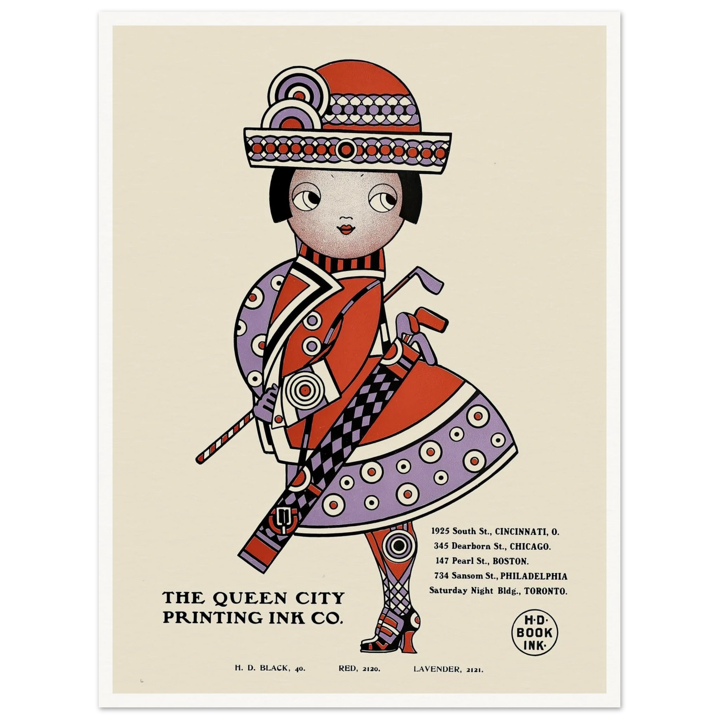 Queen City Ink, Ad. 18 (1890-1913) Art Print | Augustus Jansson - Framed Poster - 30x40 cm / 12x16″ - Black frame