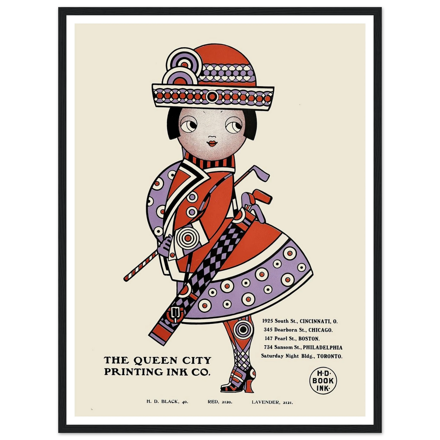 Queen City Ink, Ad. 18 (1890-1913) Art Print | Augustus Jansson - Framed Poster - 30x40 cm / 12x16″ - Black frame