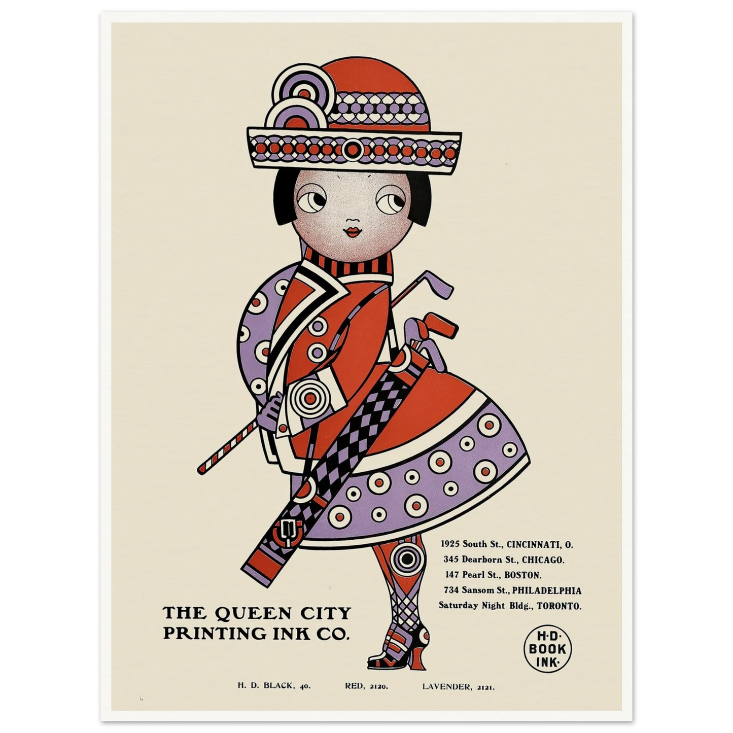 Queen City Ink, Ad. 18 (1890-1913) Art Print | Augustus Jansson - Framed Poster - 30x40 cm / 12x16″ - Black frame