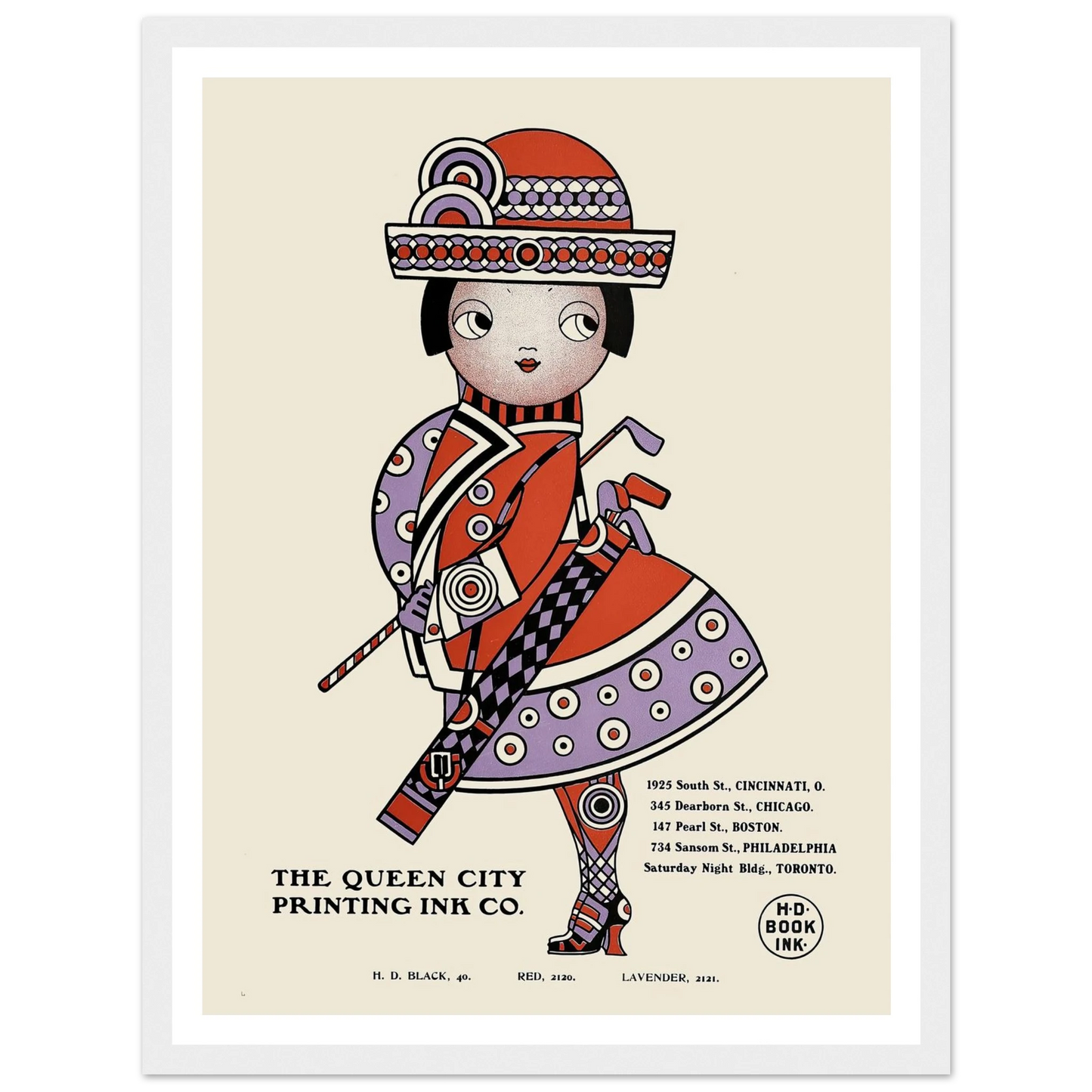 Queen City Ink, Ad. 18 (1890-1913) Art Print | Augustus Jansson - Framed Poster - 30x40 cm / 12x16″ - Black frame