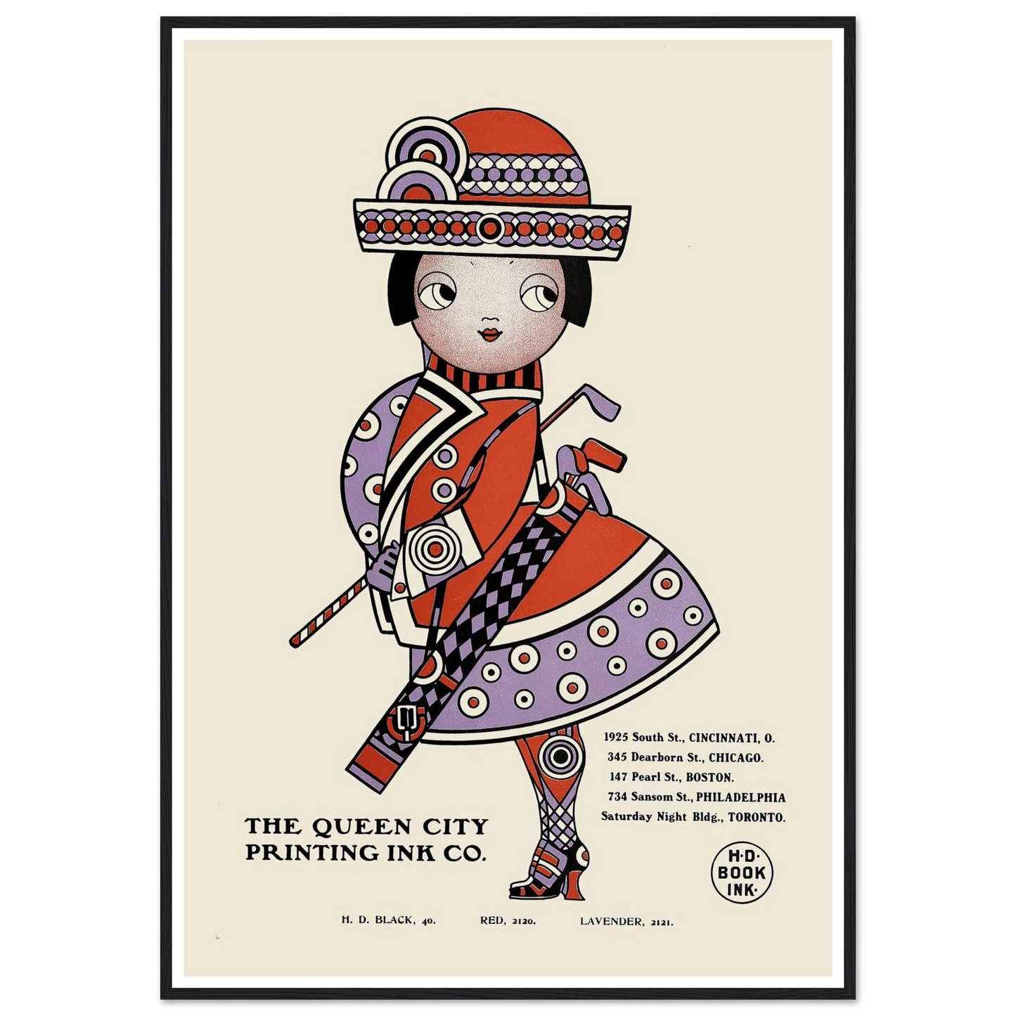 Queen City Ink, Ad. 18 (1890-1913) Art Print | Augustus Jansson - Framed Poster - 30x40 cm / 12x16″ - Black frame