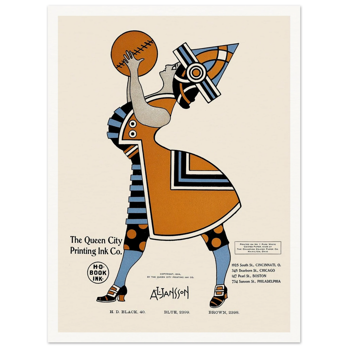 Queen City Ink, Ad. 19 (1890-1913) Art Print | Augustus Jansson - Framed Poster - 30x40 cm / 12x16″ - Black frame