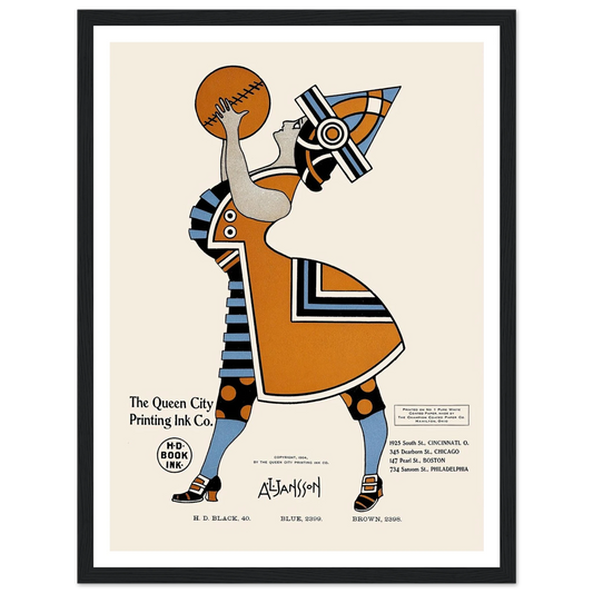 Queen City Ink, Ad. 19 (1890-1913) Art Print | Augustus Jansson - Framed Poster - 30x40 cm / 12x16″ - Black frame