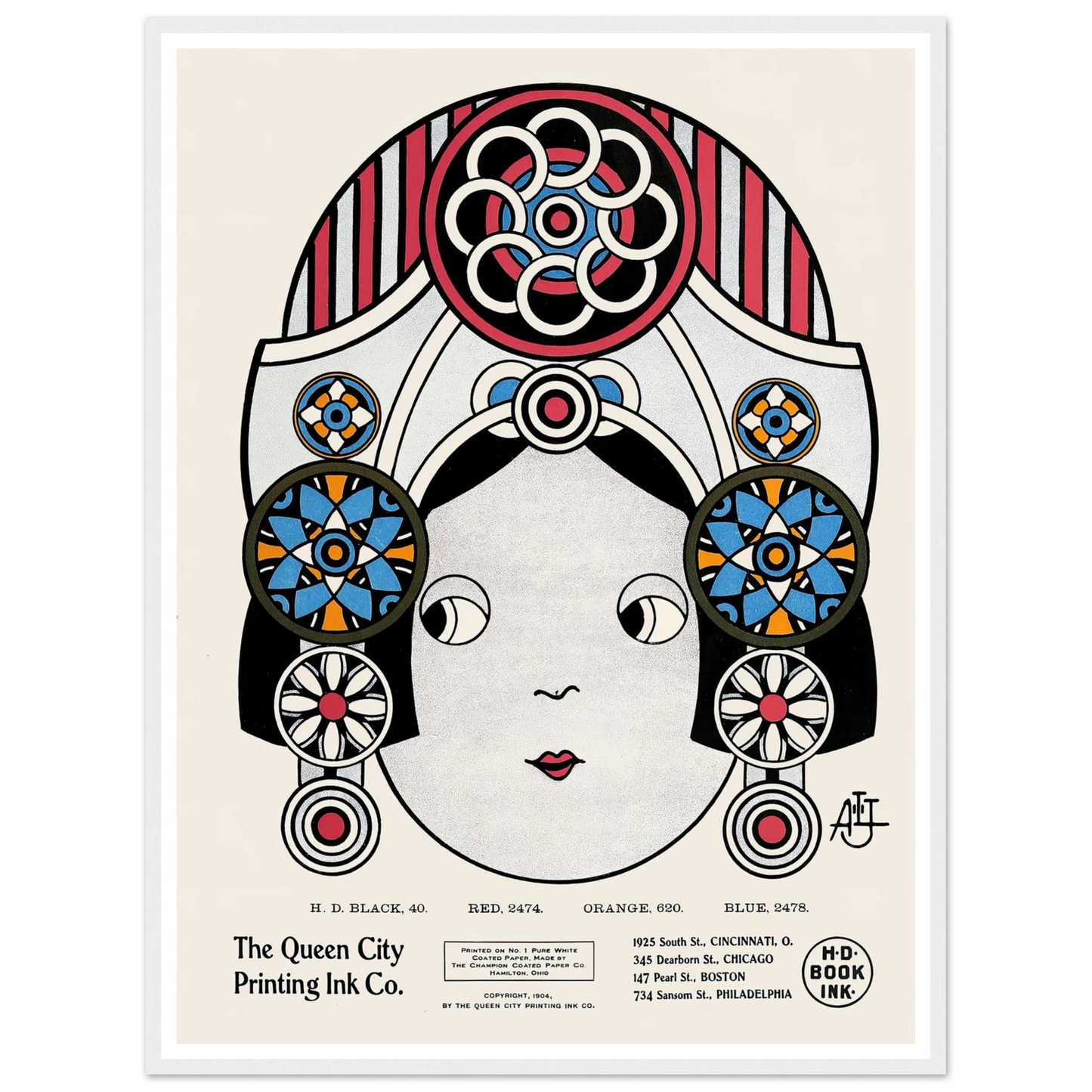 Queen City Ink, Ad. 21 (1890-1913) Art Print | Augustus Jansson - Framed Poster - 30x40 cm / 12x16″ - Black frame