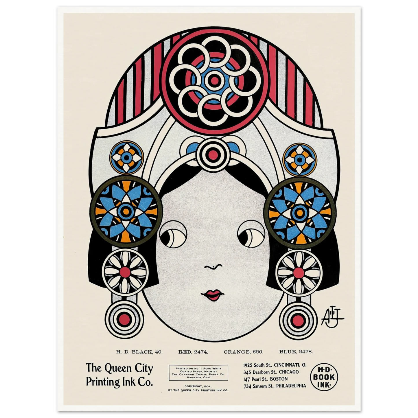 Queen City Ink, Ad. 21 (1890-1913) Art Print | Augustus Jansson - Framed Poster - 30x40 cm / 12x16″ - Black frame