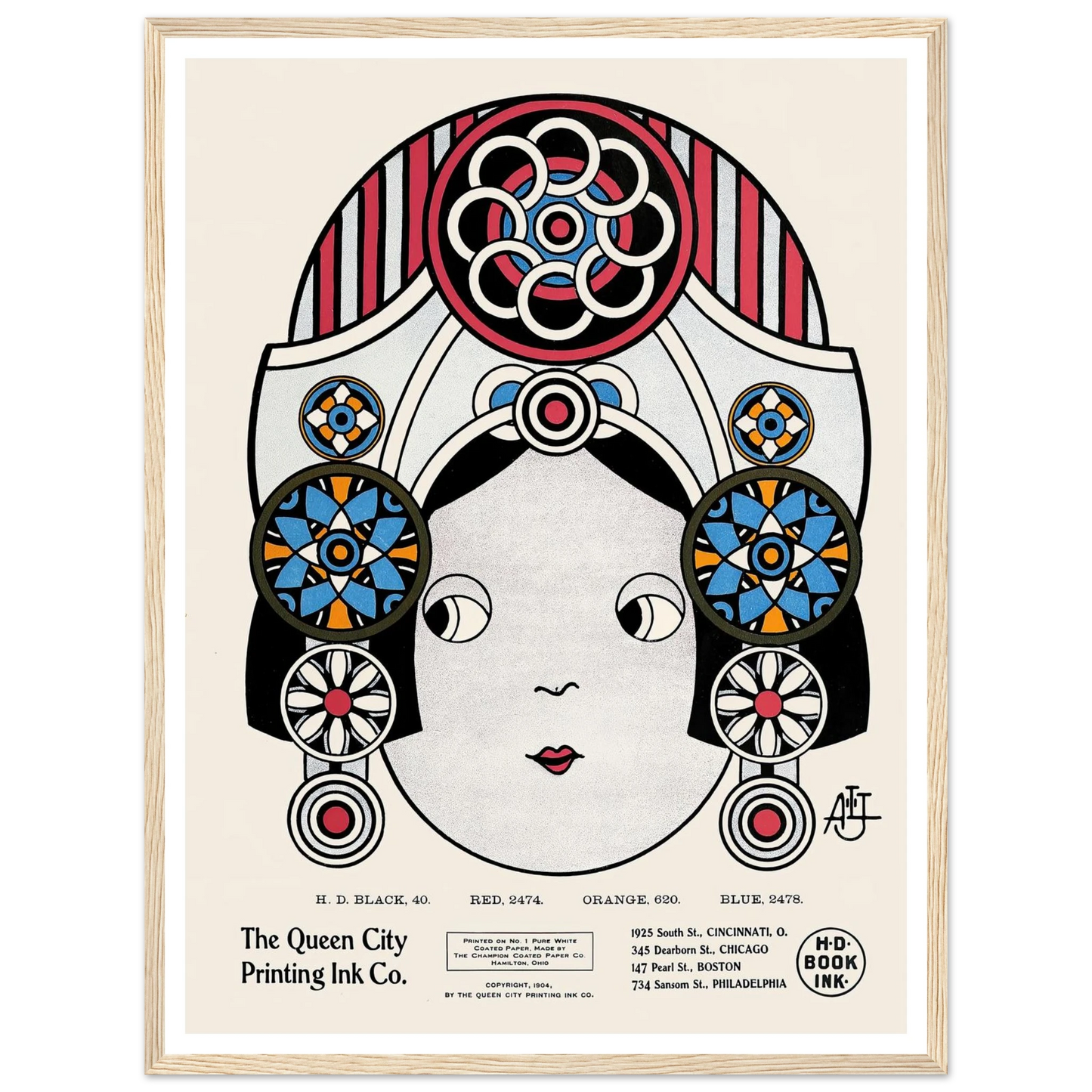 Queen City Ink, Ad. 21 (1890-1913) Art Print | Augustus Jansson - Framed Poster - 30x40 cm / 12x16″ - Black frame