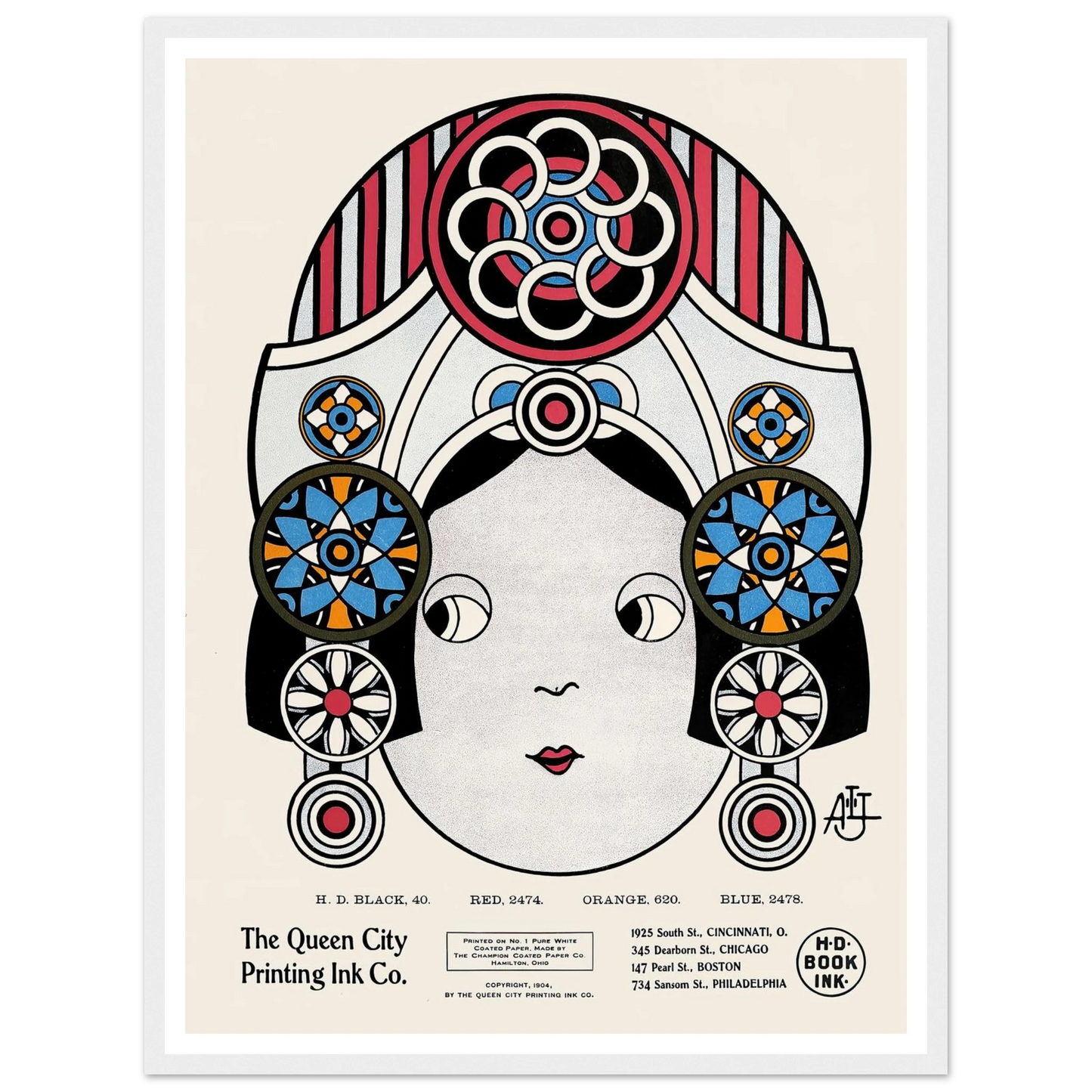 Queen City Ink, Ad. 21 (1890-1913) Art Print | Augustus Jansson - Framed Poster - 30x40 cm / 12x16″ - Black frame