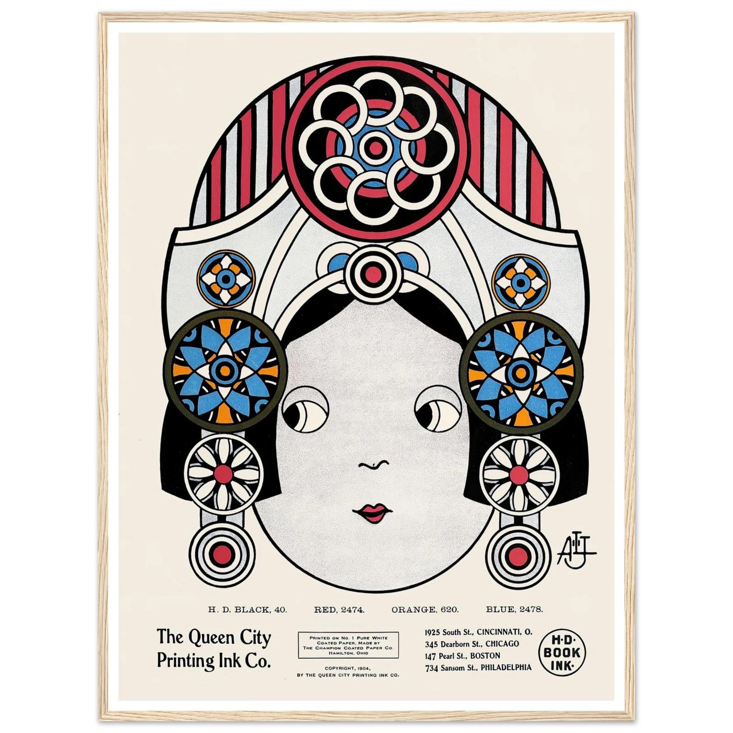 Queen City Ink, Ad. 21 (1890-1913) Art Print | Augustus Jansson - Framed Poster - 30x40 cm / 12x16″ - Black frame