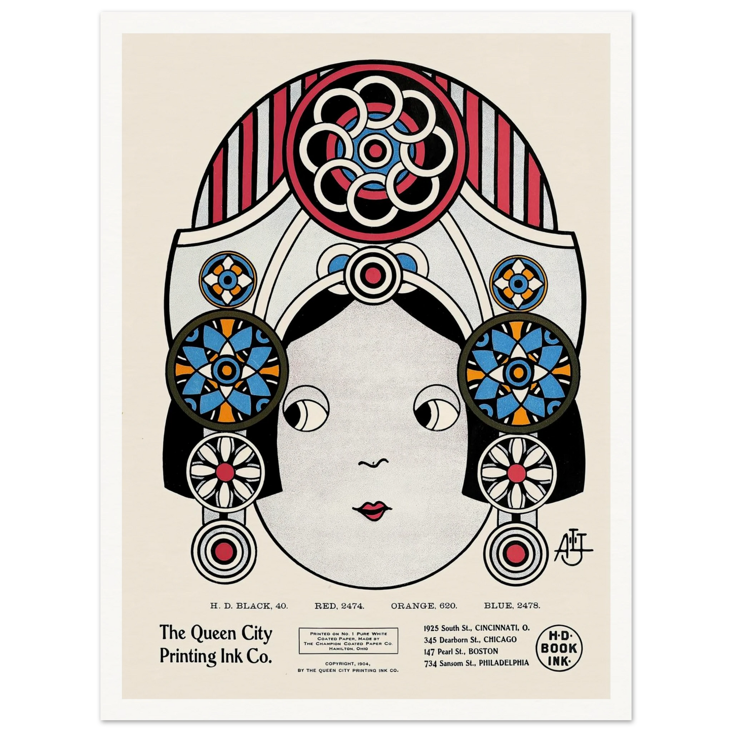 Queen City Ink, Ad. 21 (1890-1913) Art Print | Augustus Jansson - Framed Poster - 30x40 cm / 12x16″ - Black frame