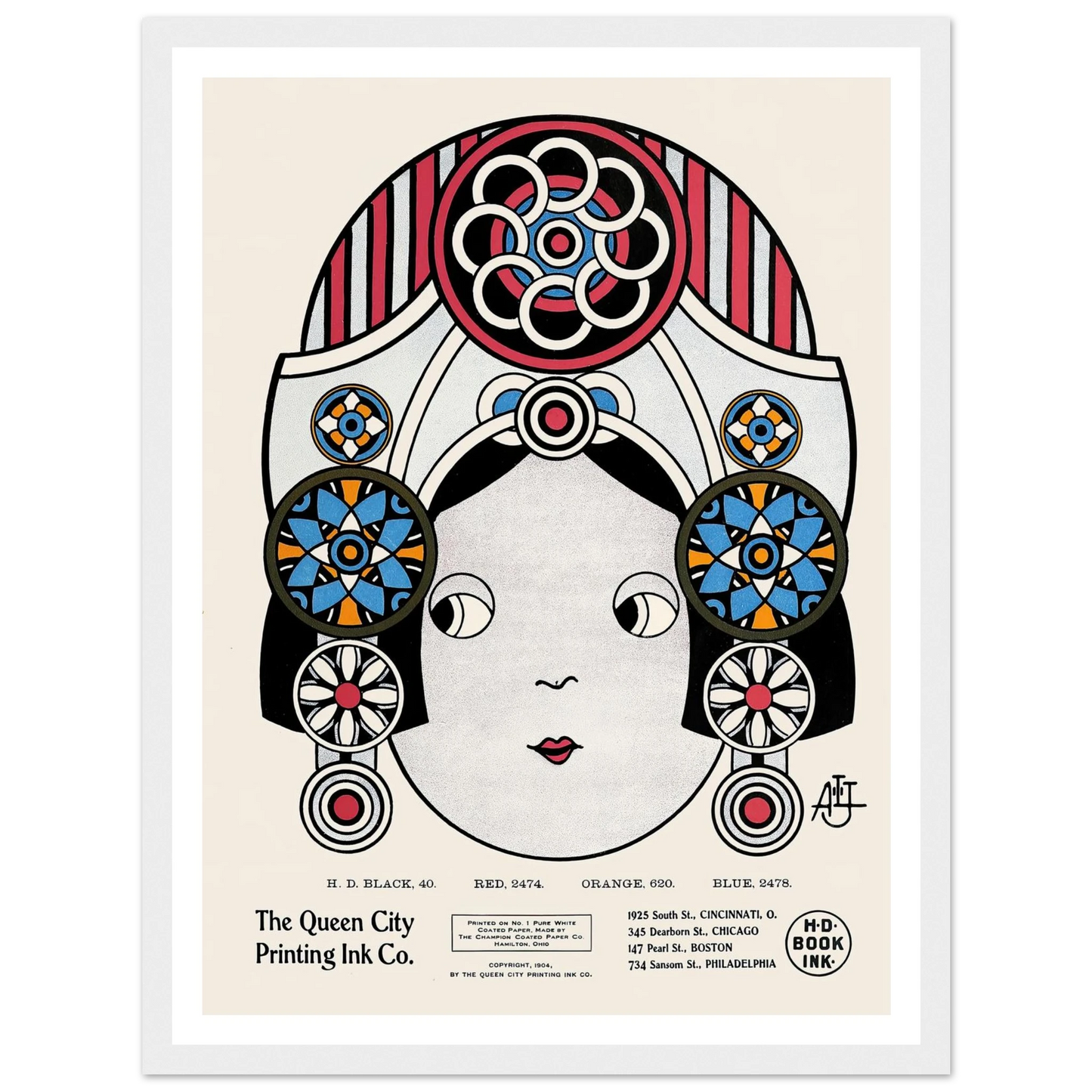 Queen City Ink, Ad. 21 (1890-1913) Art Print | Augustus Jansson - Framed Poster - 30x40 cm / 12x16″ - Black frame