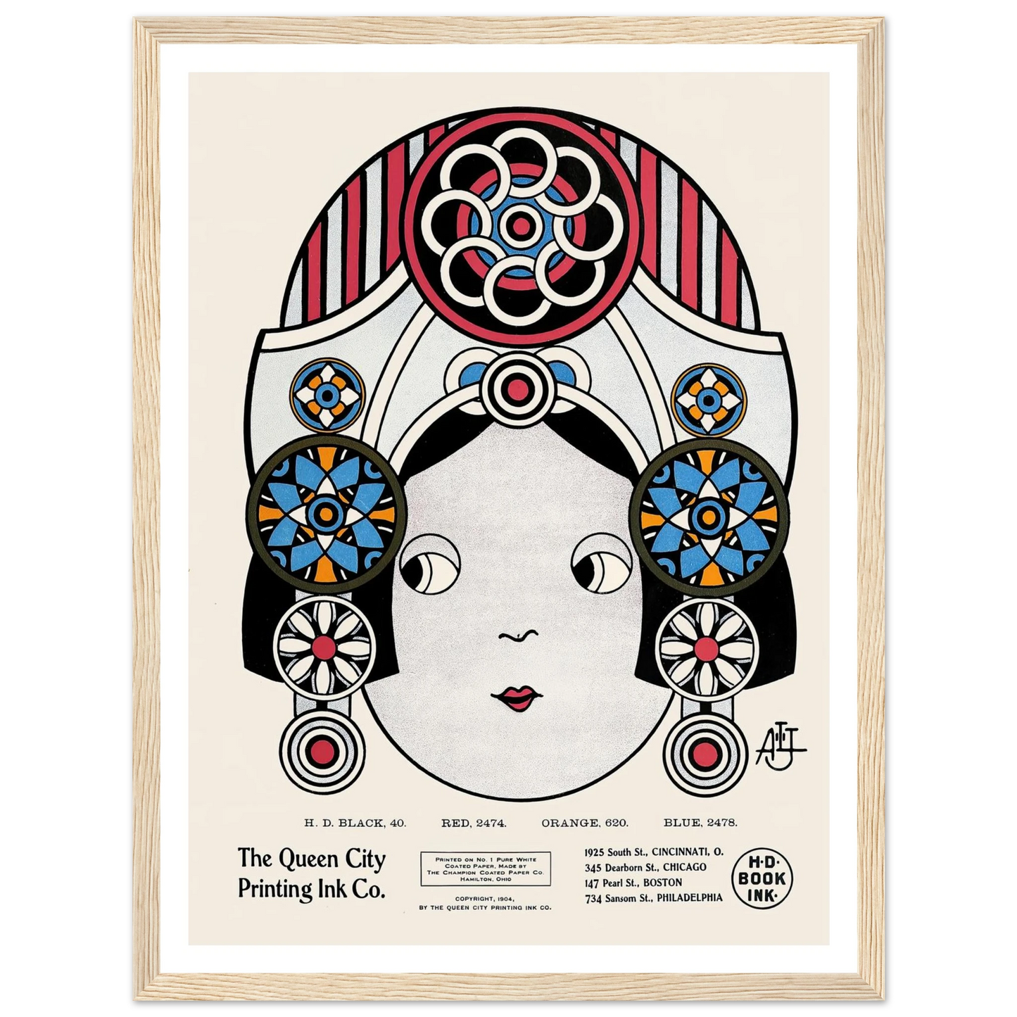 Queen City Ink, Ad. 21 (1890-1913) Art Print | Augustus Jansson - Framed Poster - 30x40 cm / 12x16″ - Black frame