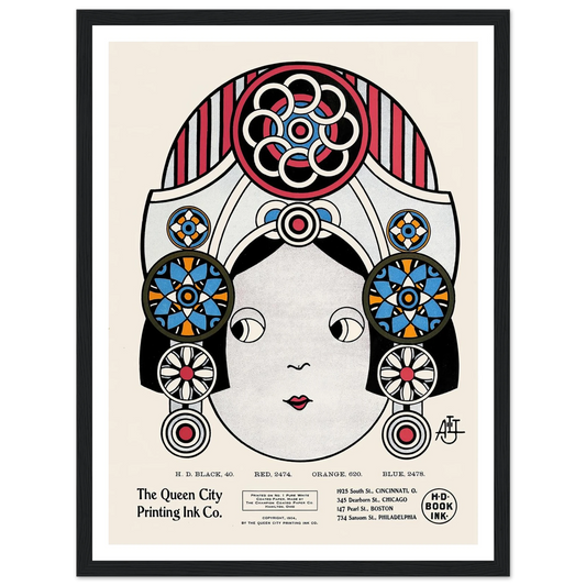Queen City Ink, Ad. 21 (1890-1913) Art Print | Augustus Jansson - Framed Poster - 30x40 cm / 12x16″ - Black frame