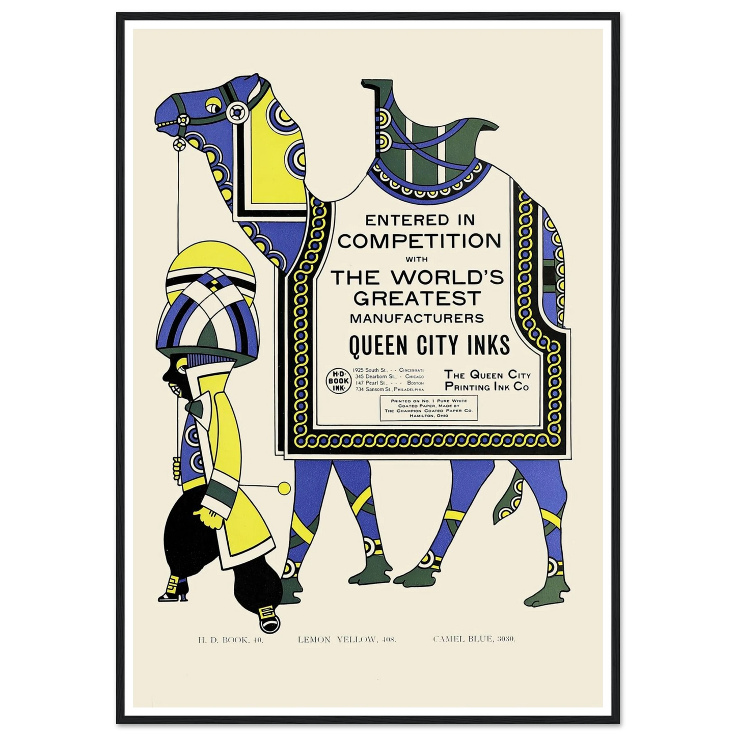 Queen City Ink, Ad. 28 (1890-1913) Art Print | Augustus Jansson - Framed Poster - 30x40 cm / 12x16″ - Black frame