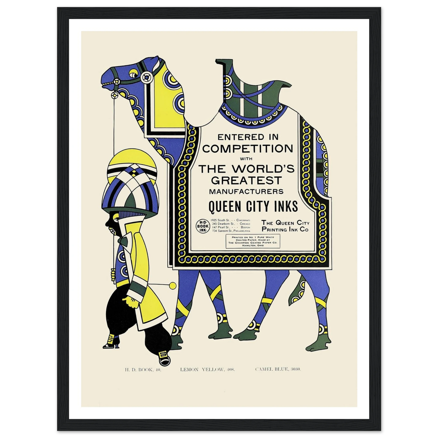 Queen City Ink, Ad. 28 (1890-1913) Art Print | Augustus Jansson - Framed Poster - 30x40 cm / 12x16″ - Black frame