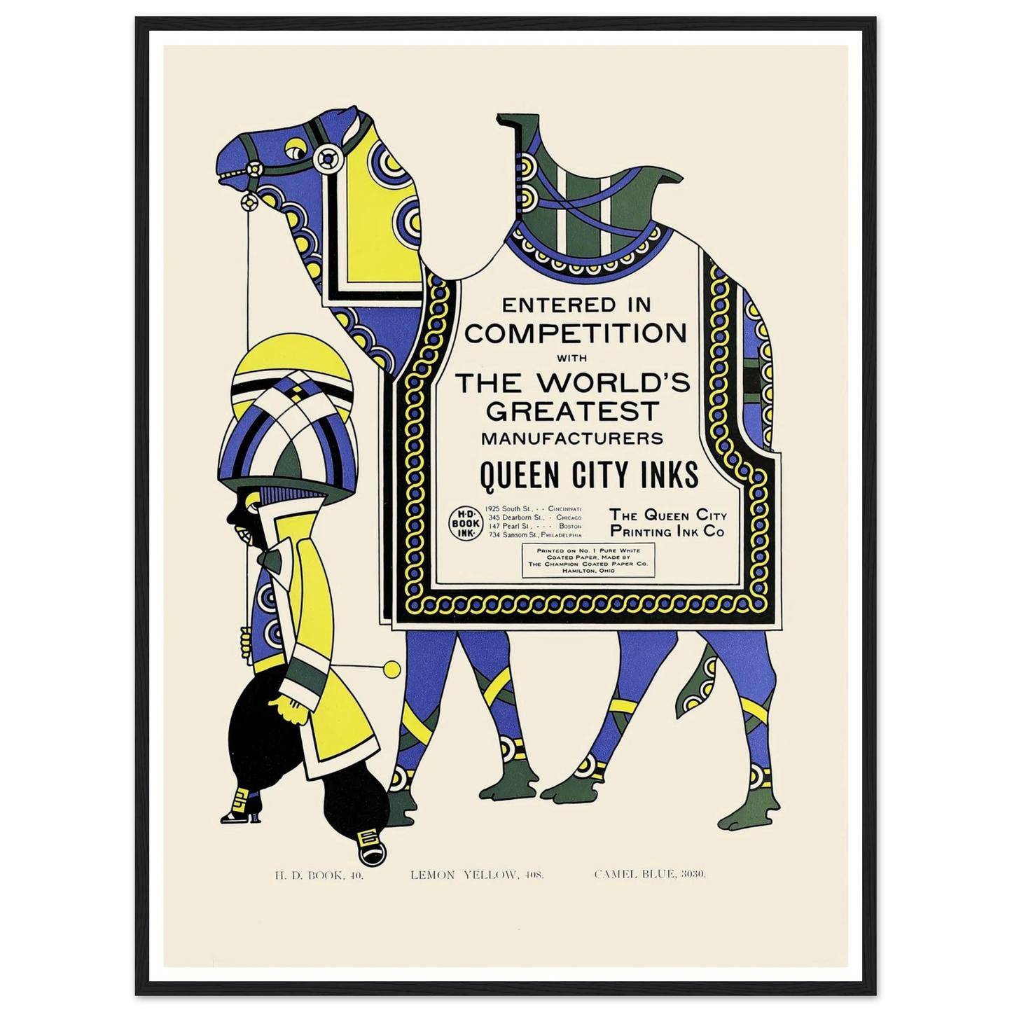 Queen City Ink, Ad. 28 (1890-1913) Art Print | Augustus Jansson - Framed Poster - 30x40 cm / 12x16″ - Black frame