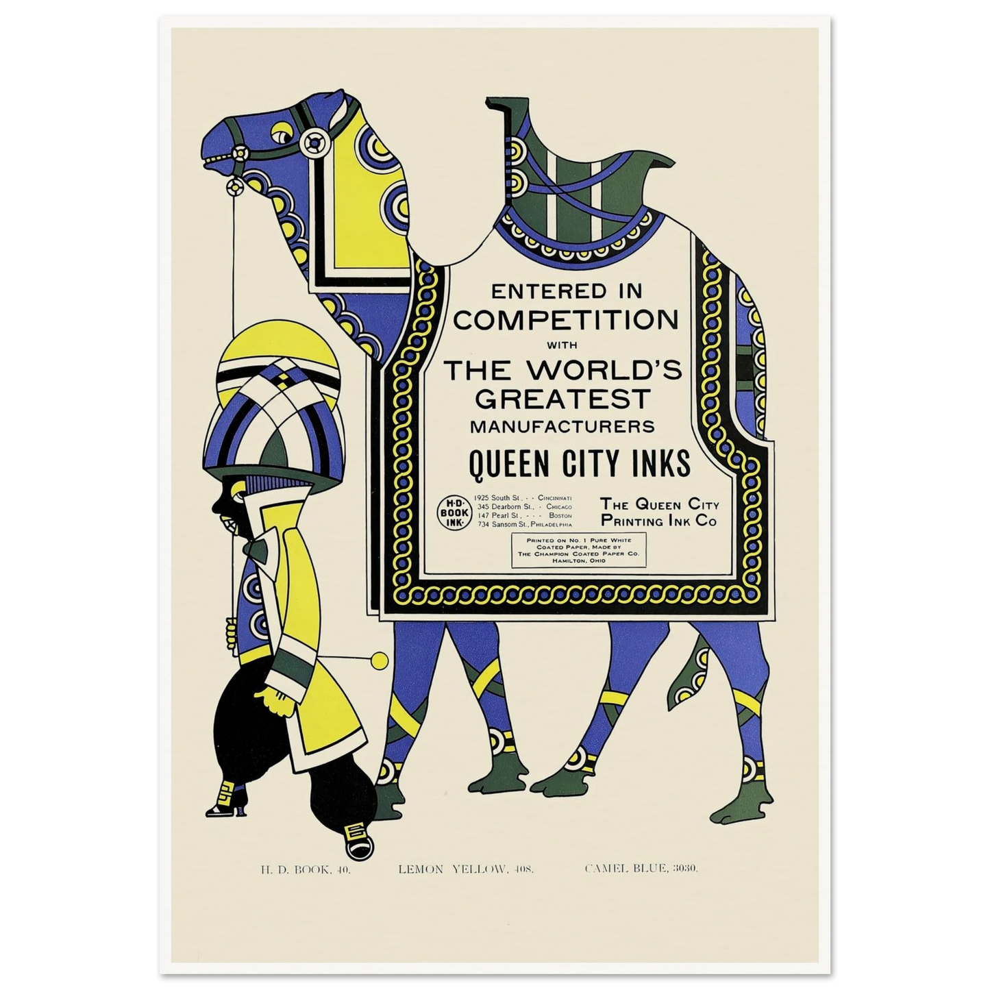 Queen City Ink, Ad. 28 (1890-1913) Art Print | Augustus Jansson - Framed Poster - 30x40 cm / 12x16″ - Black frame