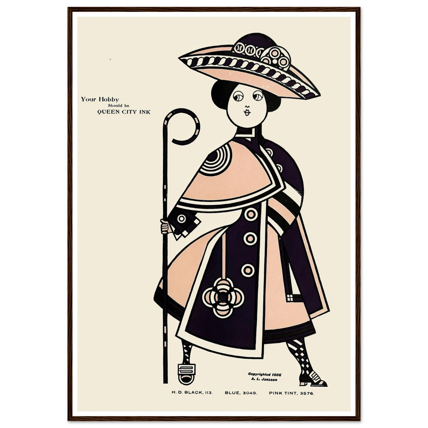 Queen City Ink, Ad. 34 (1890-1913) Art Print | Augustus Jansson - Framed Poster - 30x40 cm / 12x16″ - Black frame