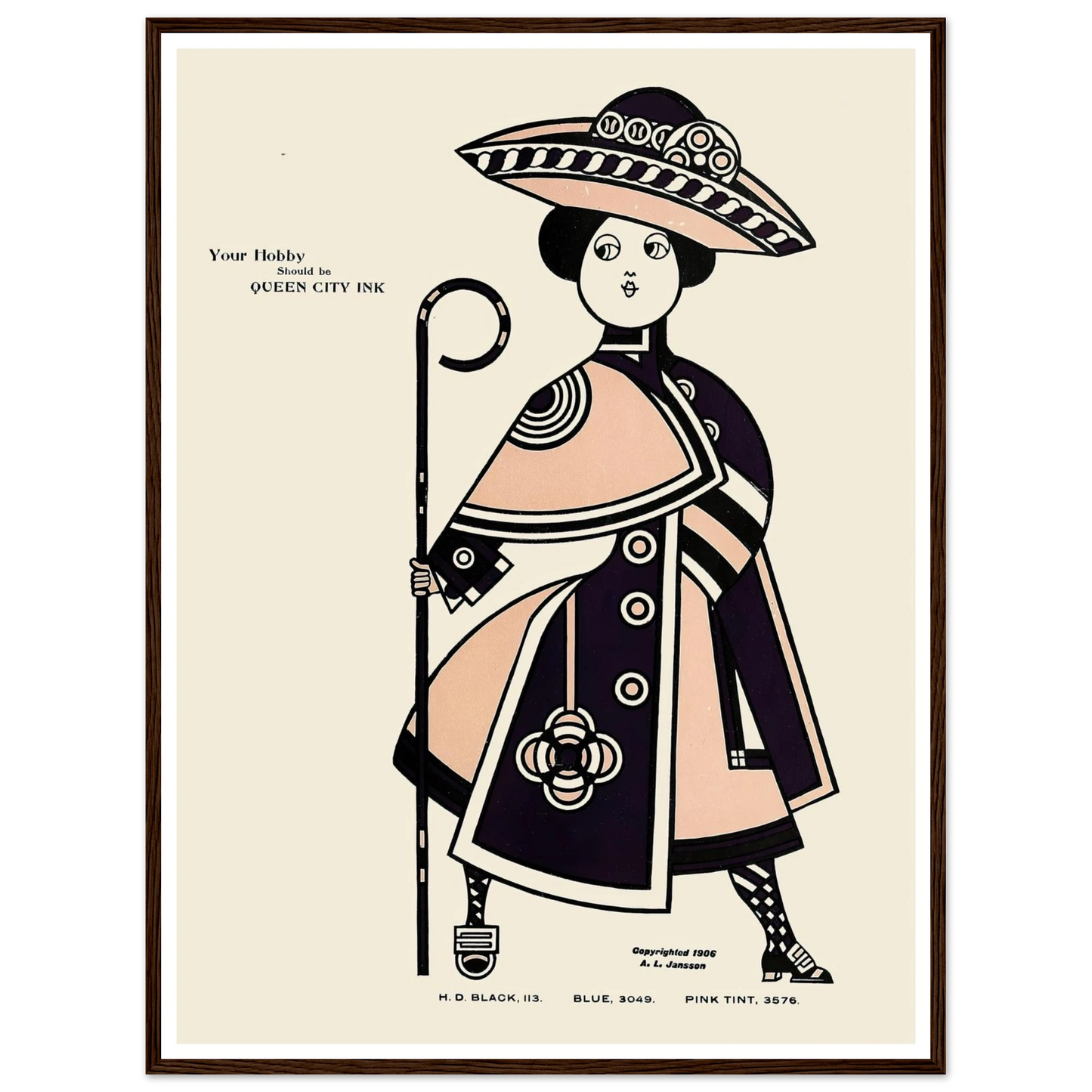 Queen City Ink, Ad. 34 (1890-1913) Art Print | Augustus Jansson - Framed Poster - 30x40 cm / 12x16″ - Black frame