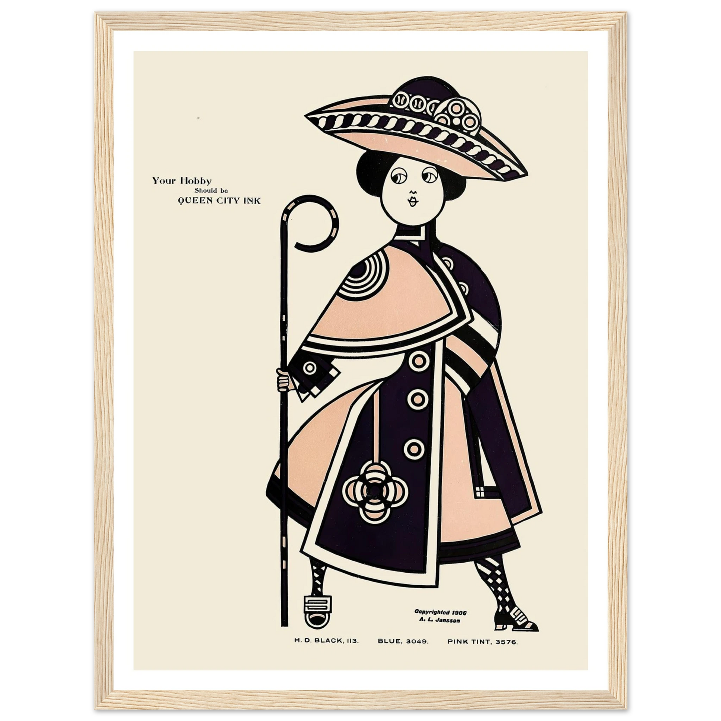 Queen City Ink, Ad. 34 (1890-1913) Art Print | Augustus Jansson - Framed Poster - 30x40 cm / 12x16″ - Black frame