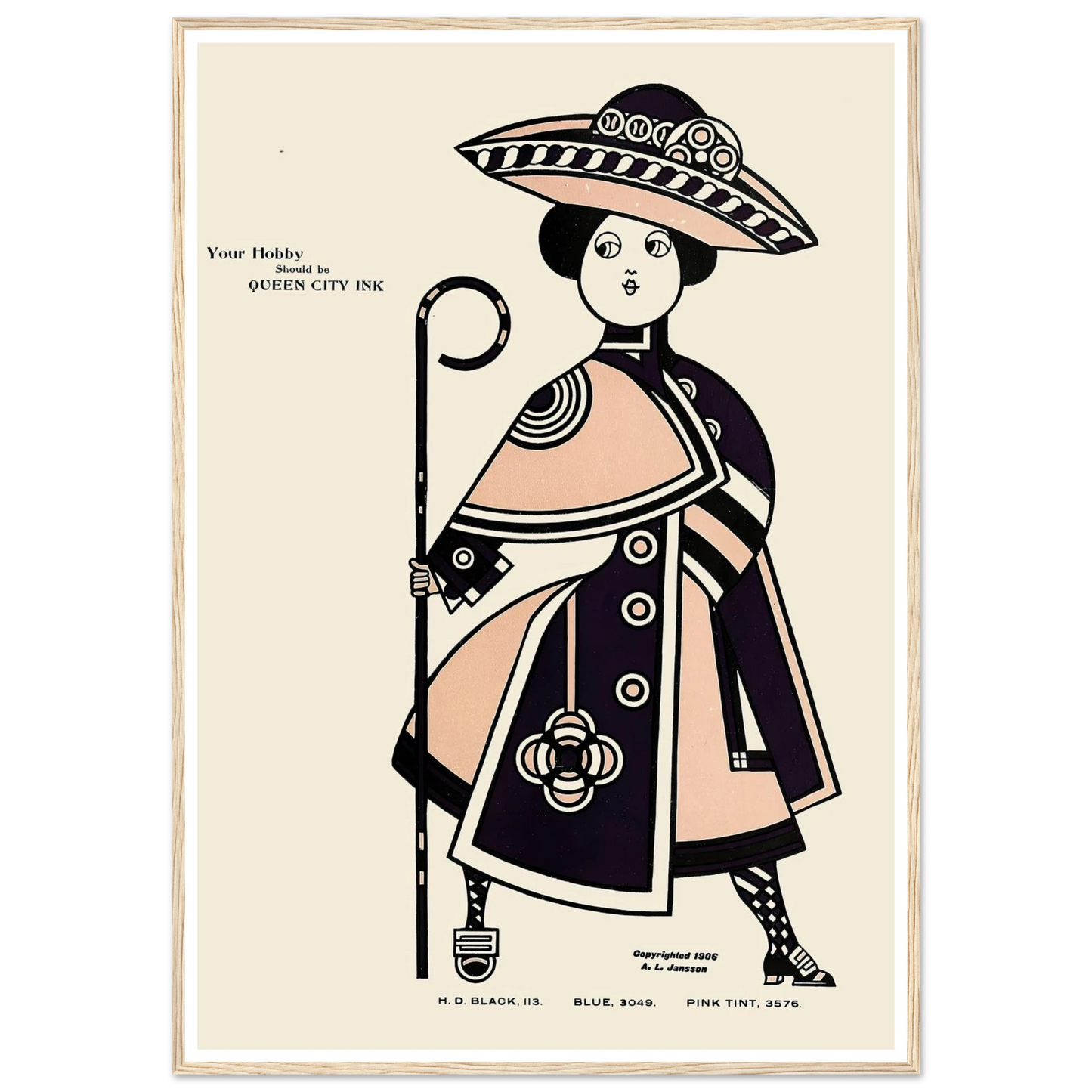 Queen City Ink, Ad. 34 (1890-1913) Art Print | Augustus Jansson - Framed Poster - 30x40 cm / 12x16″ - Black frame